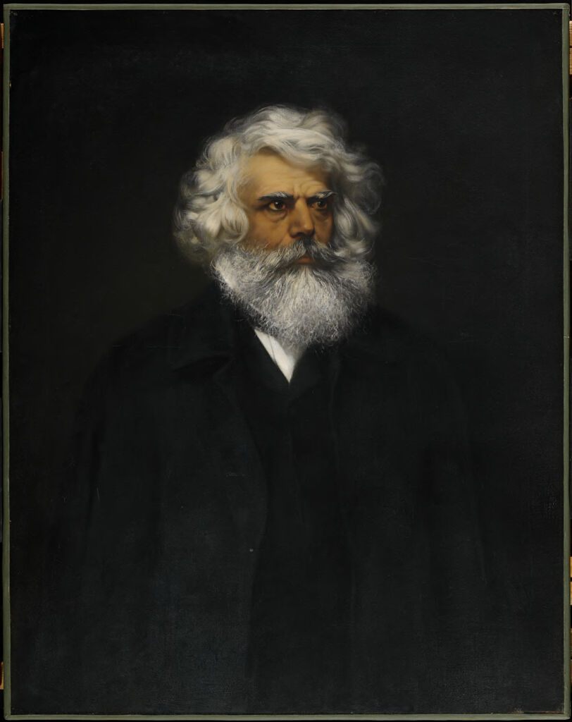Figurative oil painting by Francis Davis Millet featuring a central figure in flowing robes