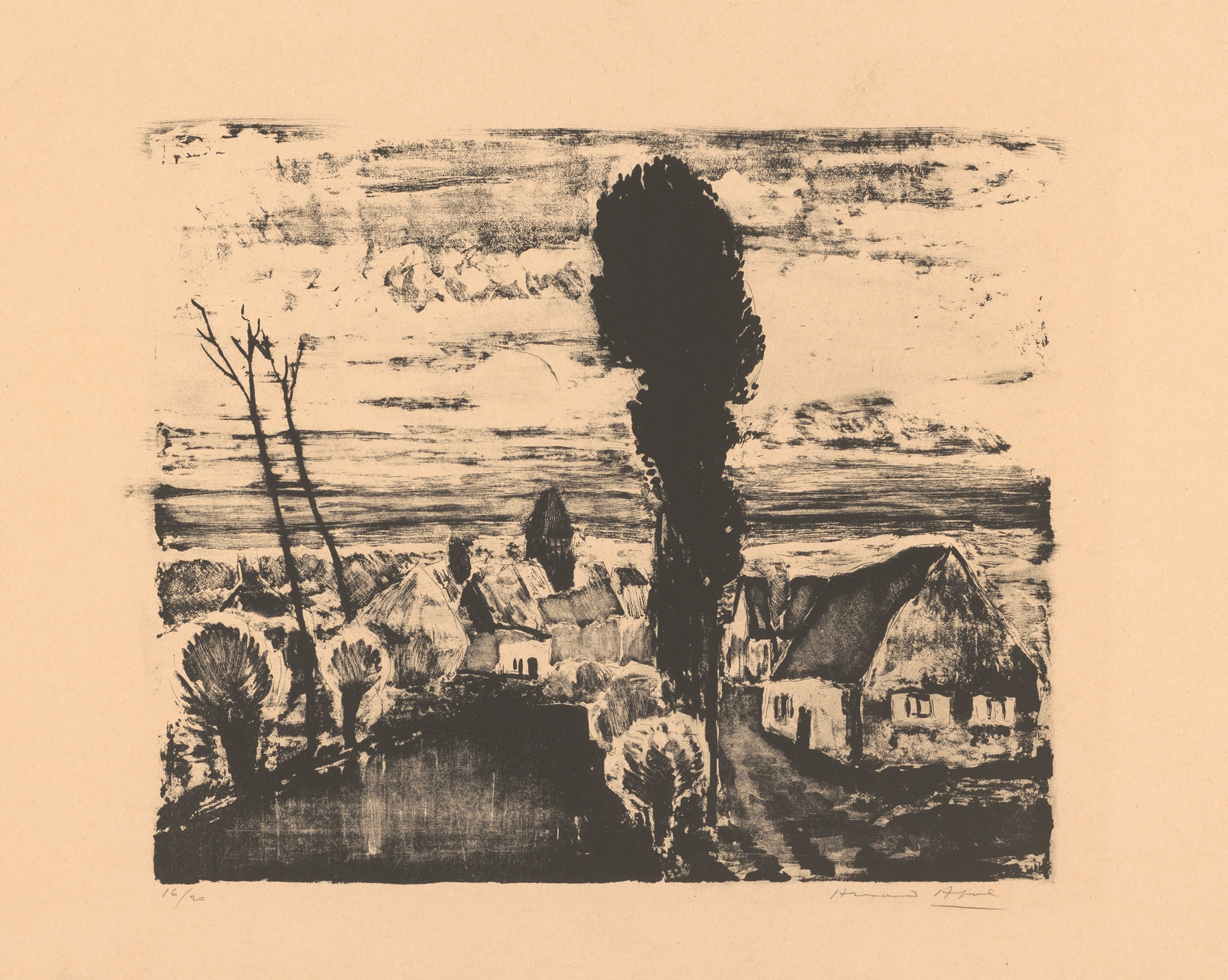 La mare by Armand Apol, Post-Impressionism, depicting a tranquil landscape with water reflections.