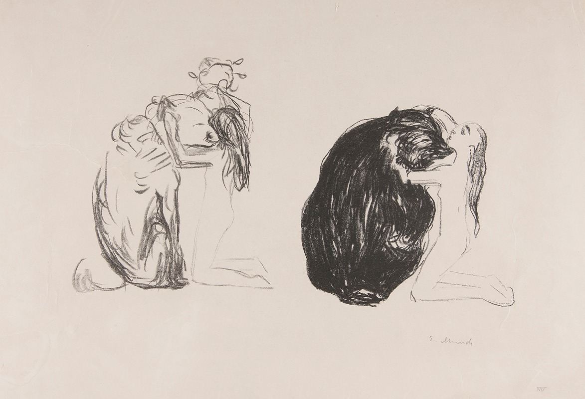 Edvard Munch's painting features a bear and symbolic elements.