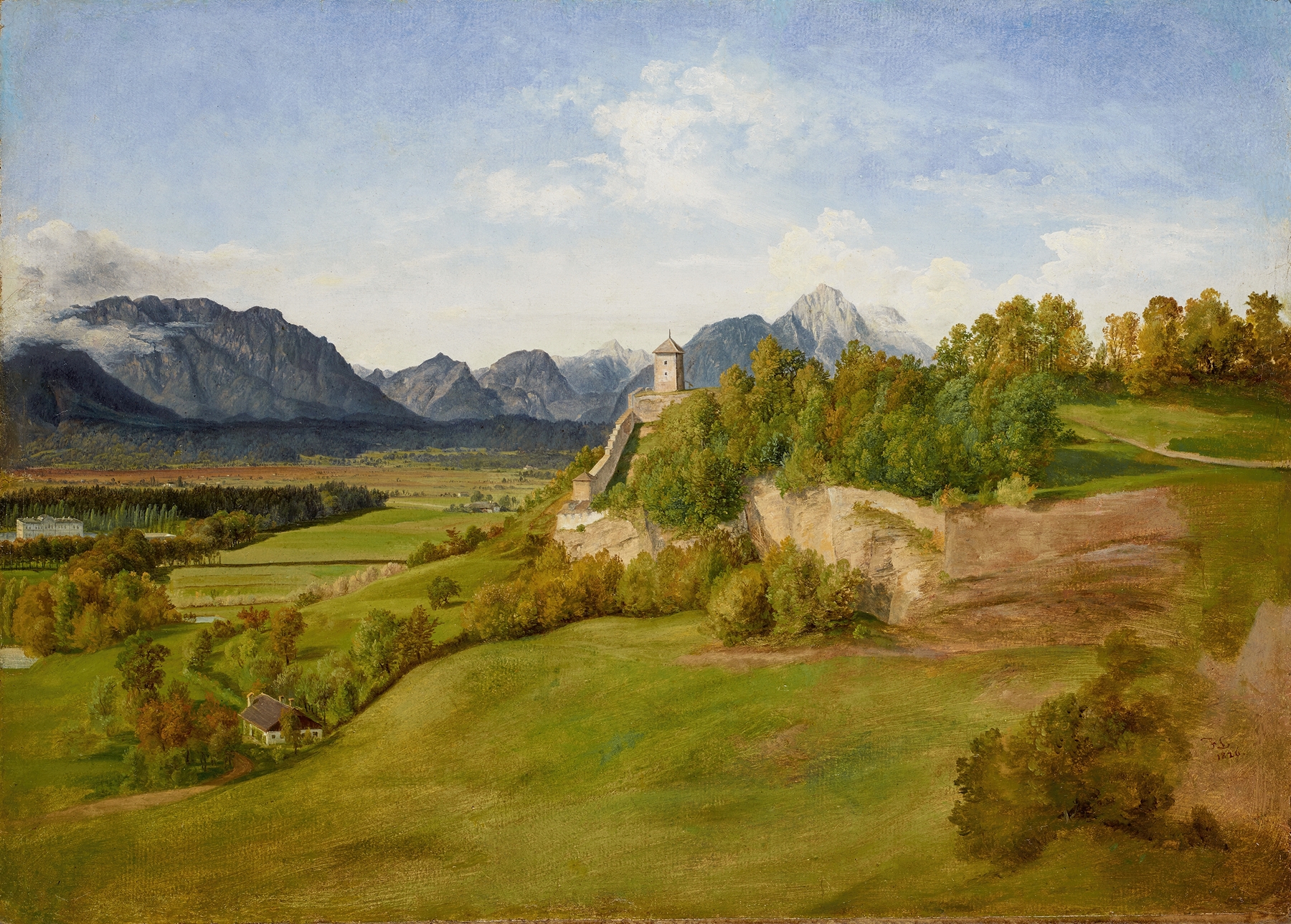 Landscape of Mönchsberg in Salzburg, oil painting by Friedrich Loos