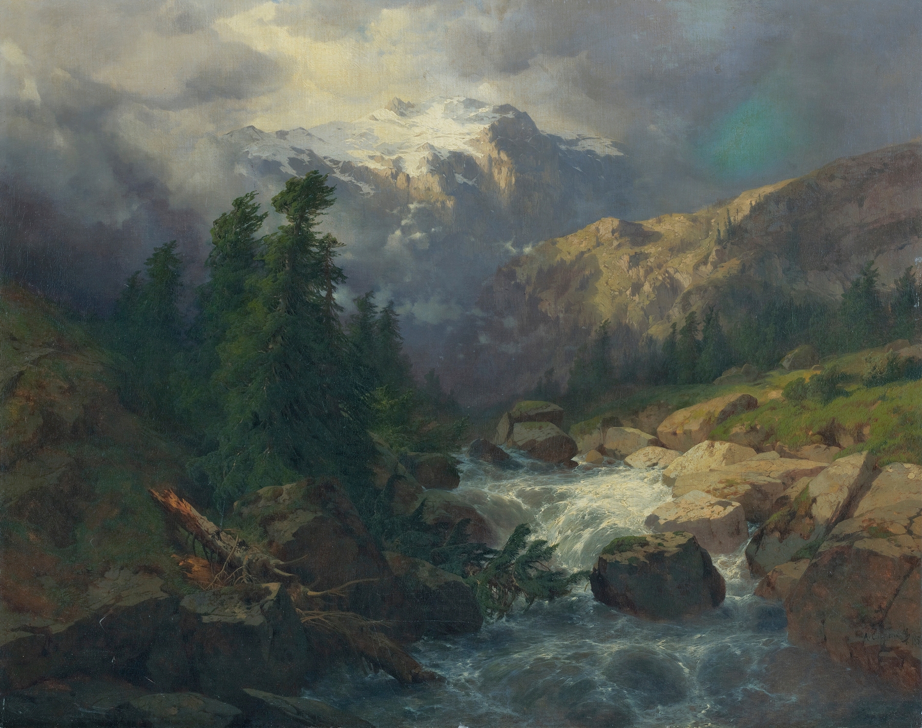 Souvenir Handeck, Stormy Weather, by Alexandre Calame, public domain