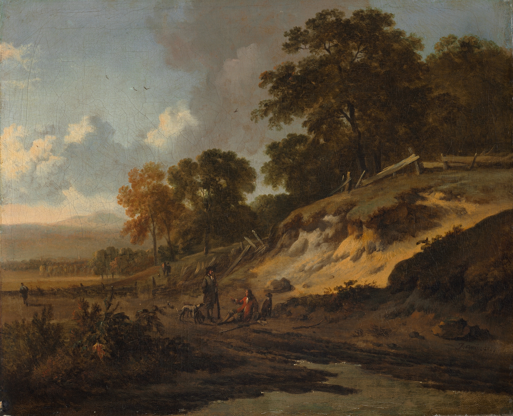 Landscape with Hunters, by Jan Wijnants, public domain