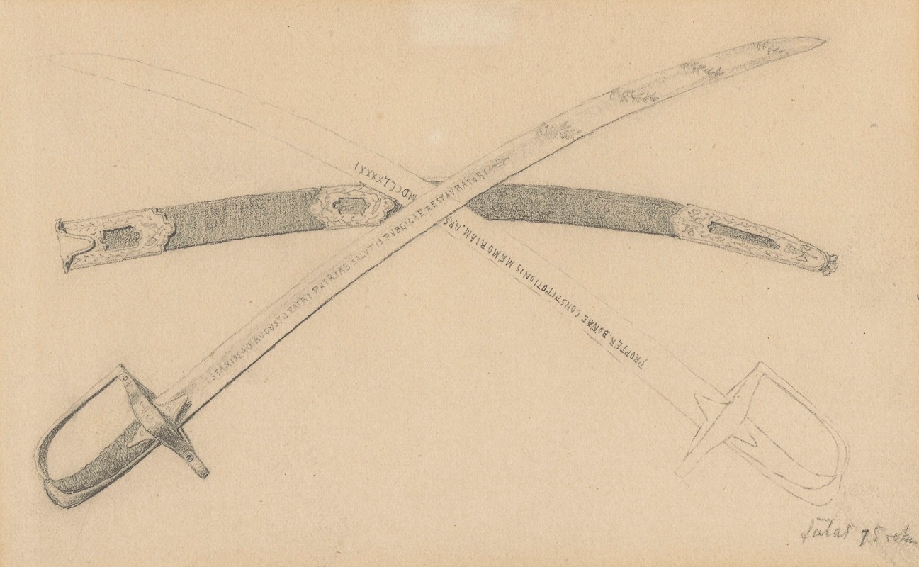 A painting depicting a commemorative sabre related to the Constitution of May 3.