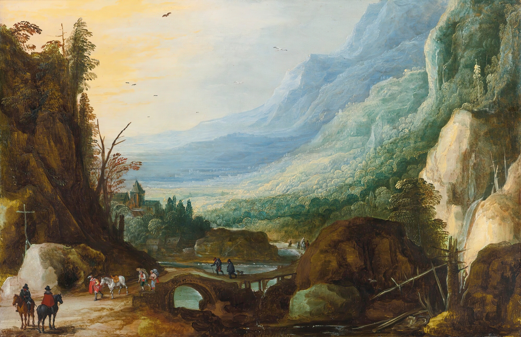 Mountainous Landscape With A Bridge Across A River, by Joos de Momper, public domain