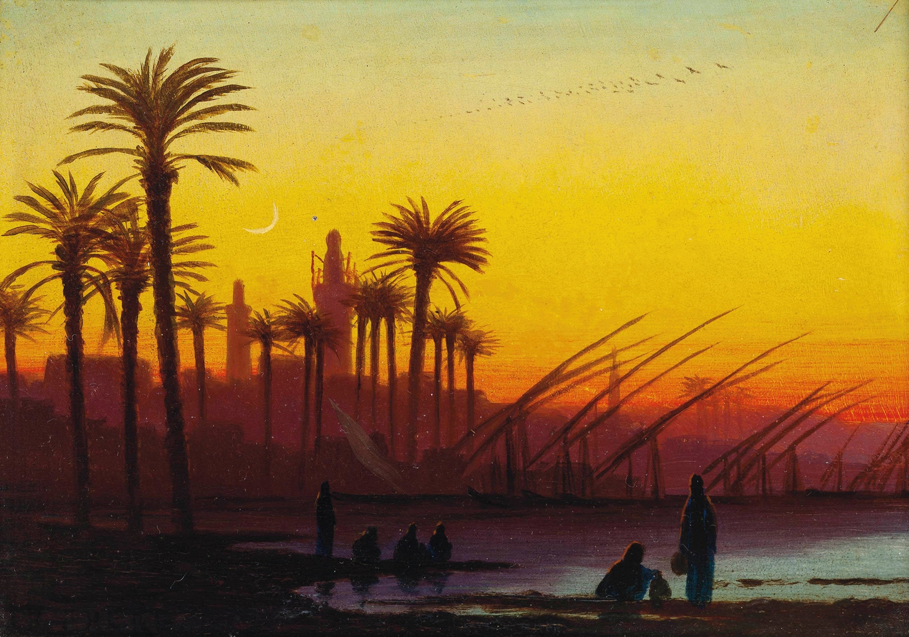 Sunset over the Nile, oil on canvas by Charles Théodore Frère