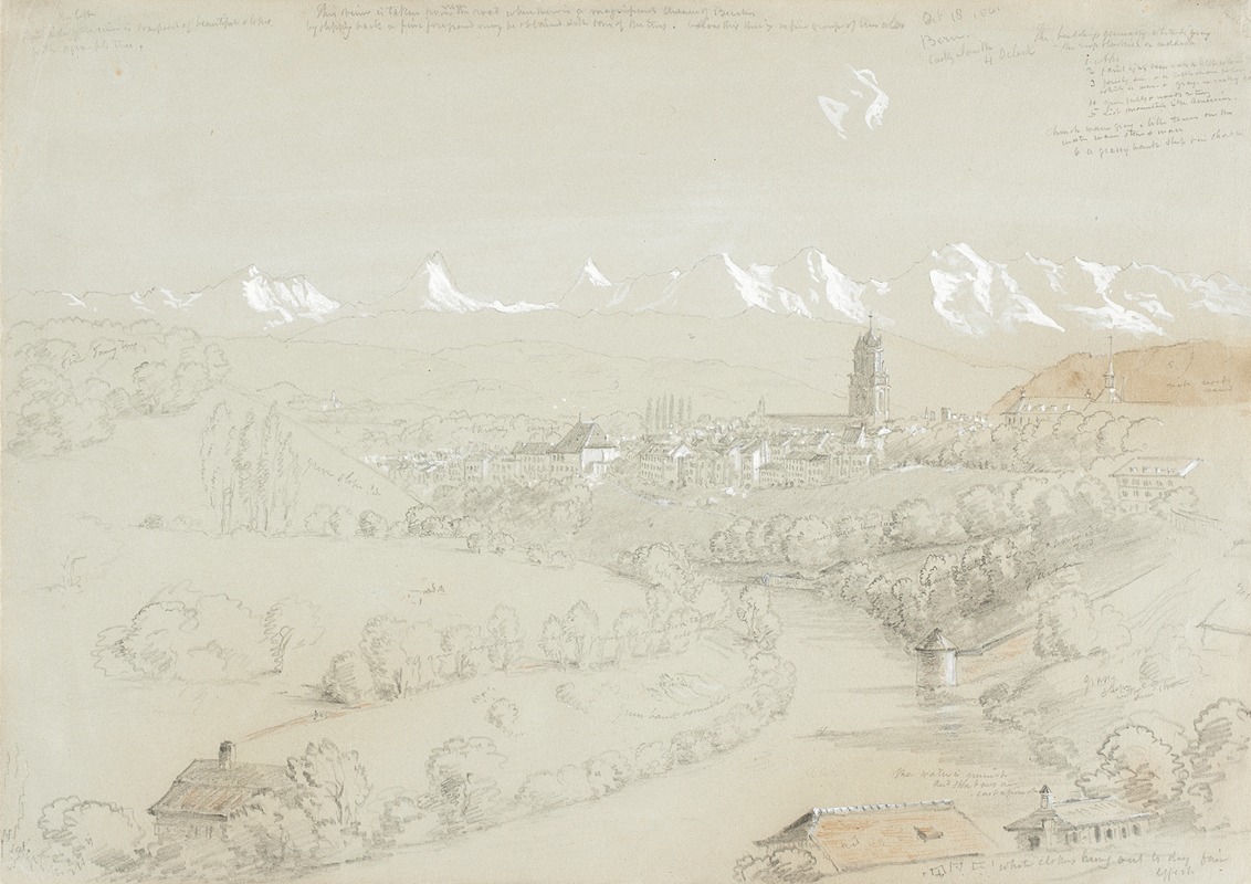 Thomas Cole's 'Landscape with View of Bern' captures a serene view of the Swiss landscape.