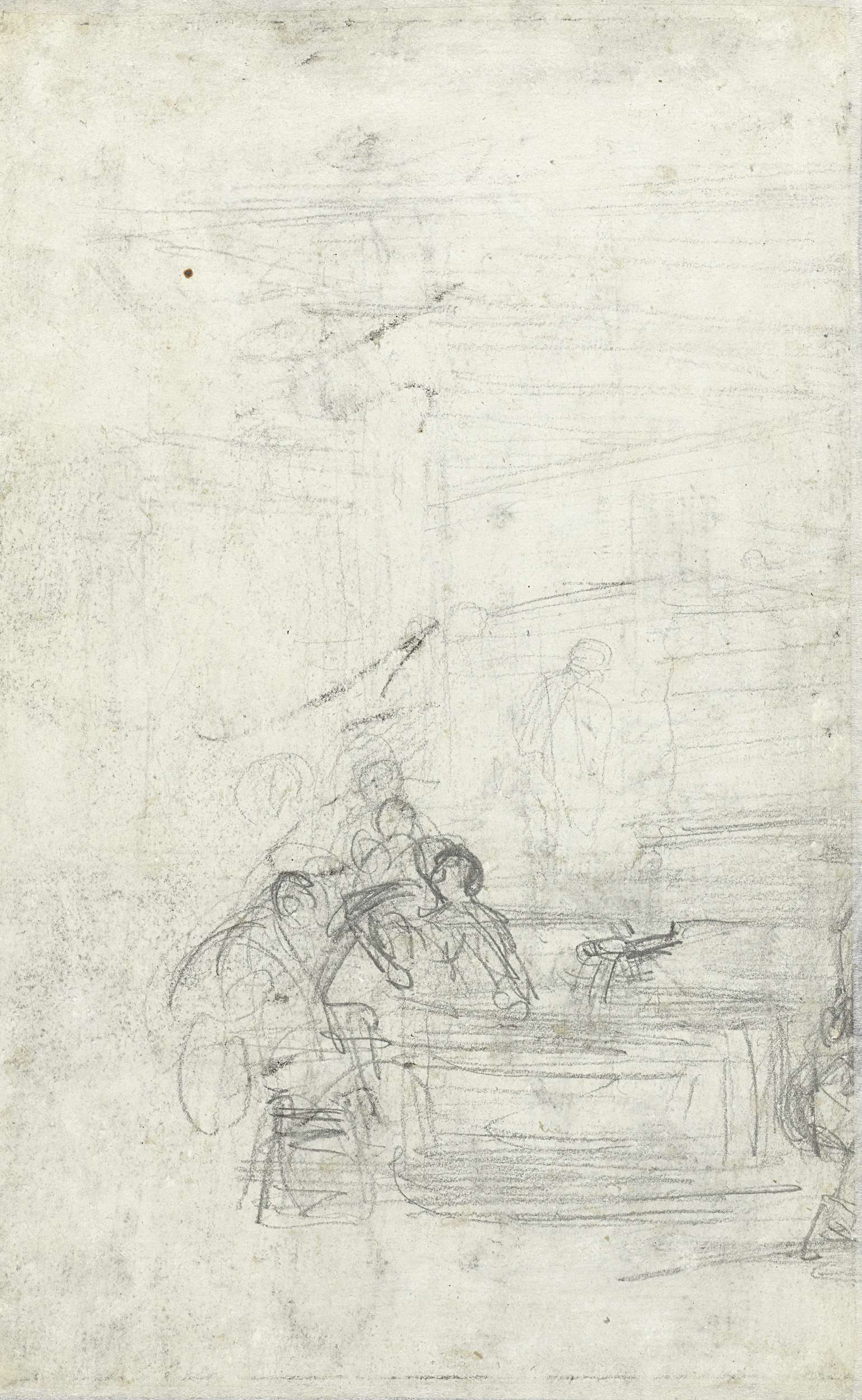 Schets voor figuren in een wijnperserij, by Charles-François Daubigny, public domain