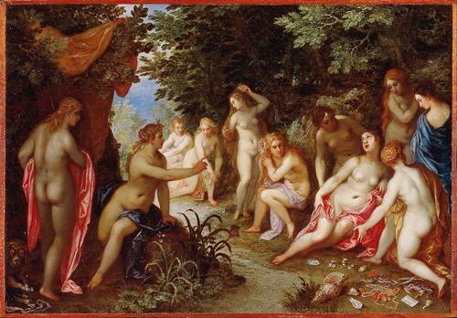 A captivating depiction of the mythological scene featuring Diana and Callisto.