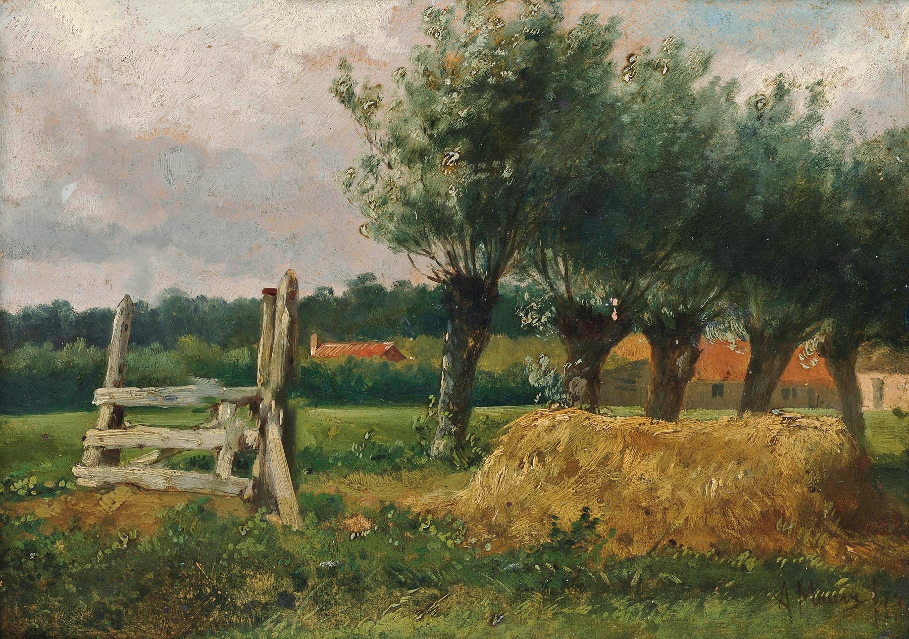 Landscape with willow trees, by Anton Mauve, public domain
