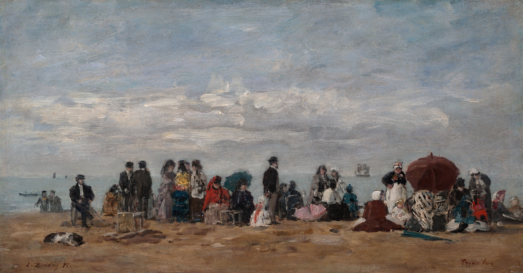 The Beach at Trouville, by Eugène Boudin, public domain