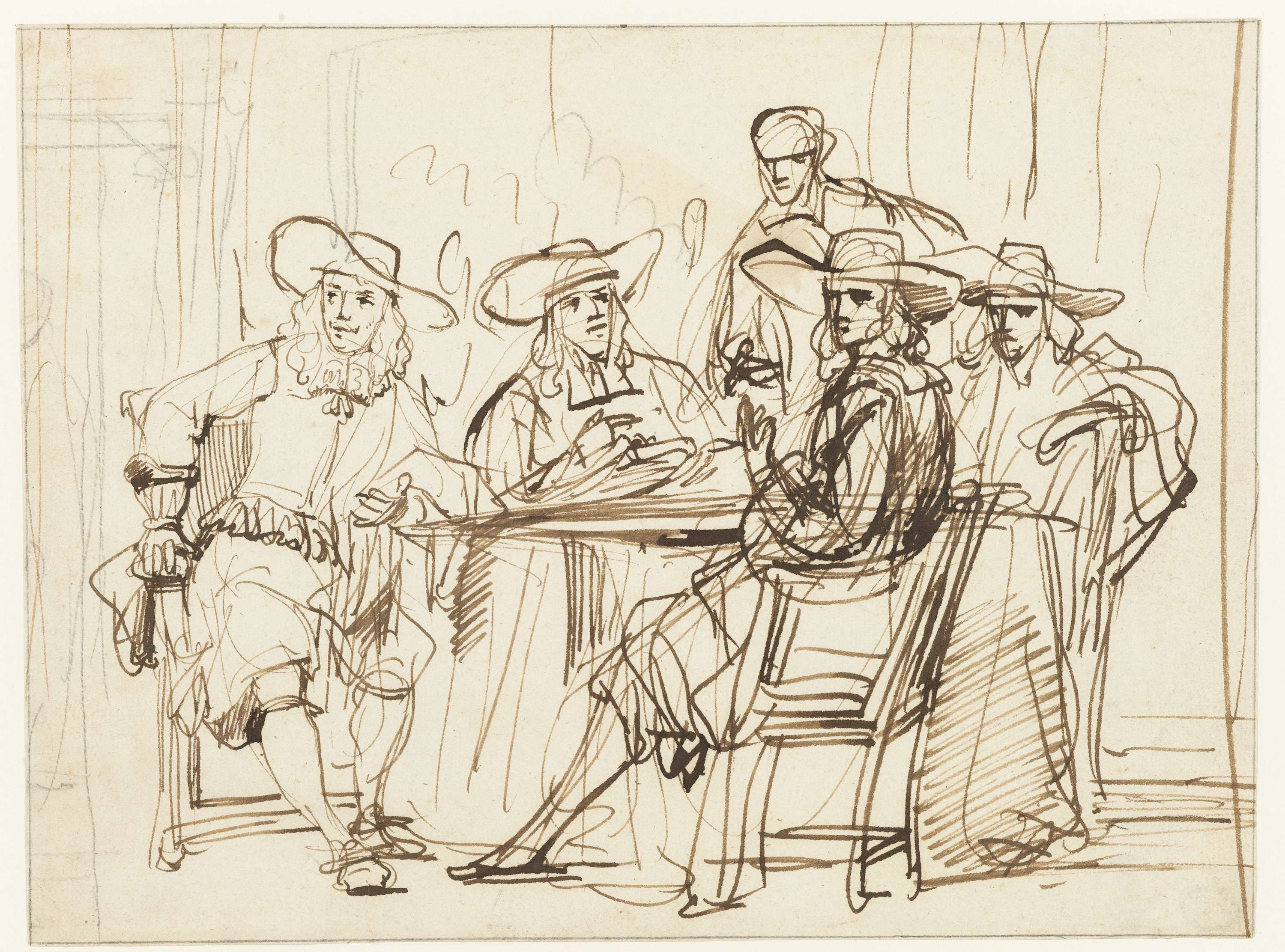 Historical scene with officers of the Coopers’ and Wine-Rackers’ Guild, oil painting by Gerbrand van den Eeckhout