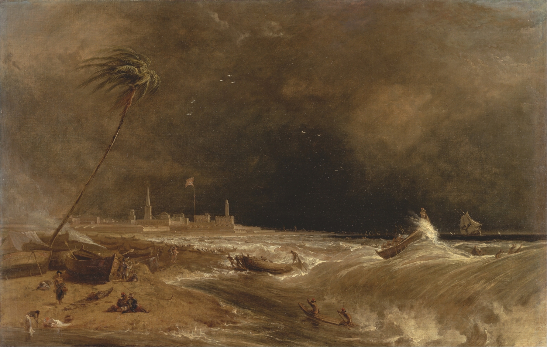 Watercolour by William Daniell depicting a squall over the Bay of Bengal.