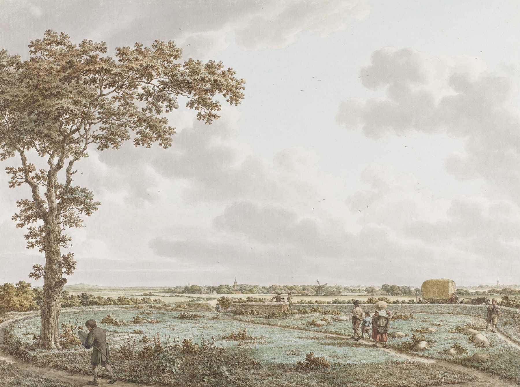 Landscape oil painting by Jacob Cats depicting Tafelberg and village