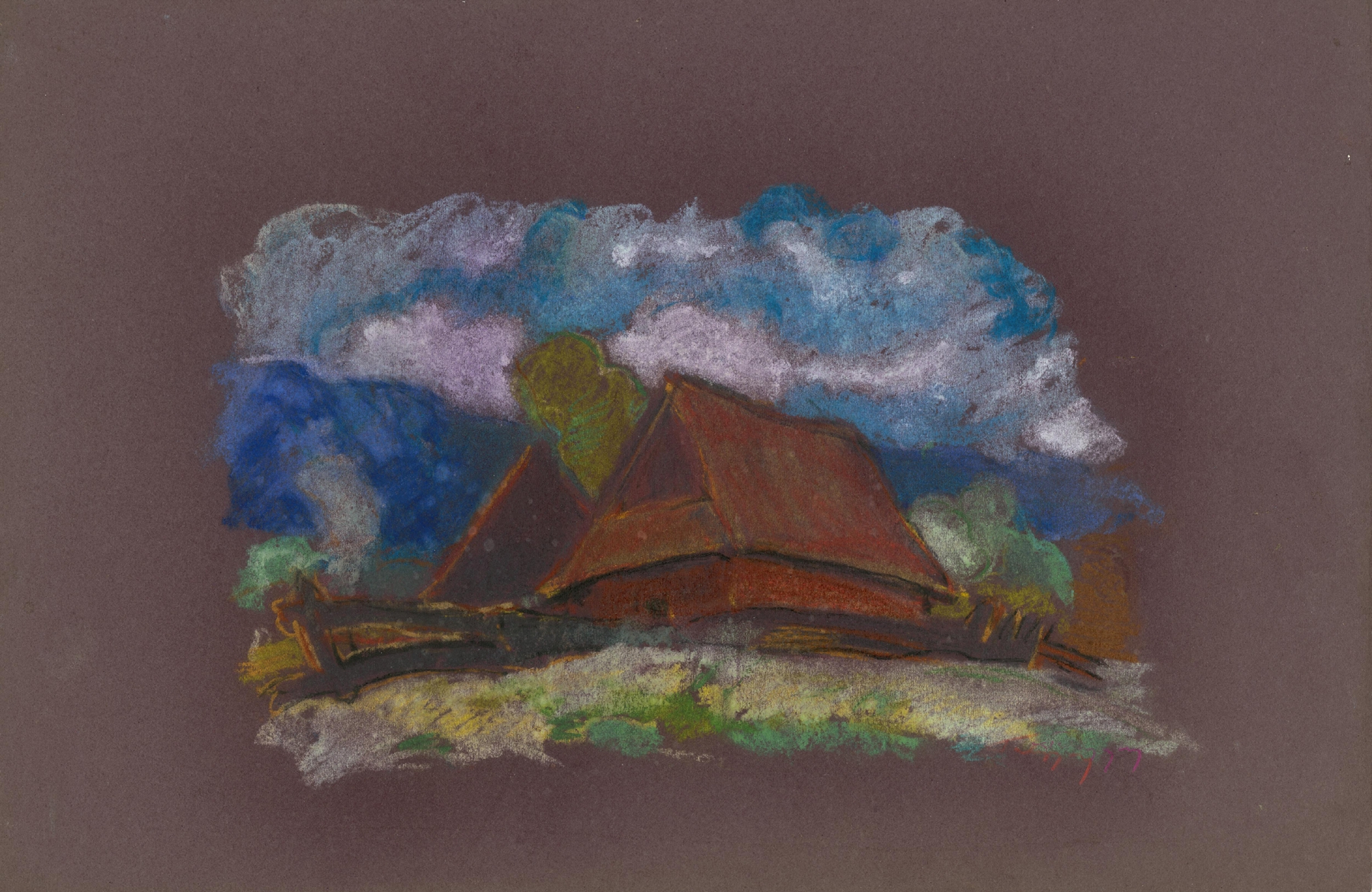 Lonely house in a village, oil on canvas by Zolo Palugyay