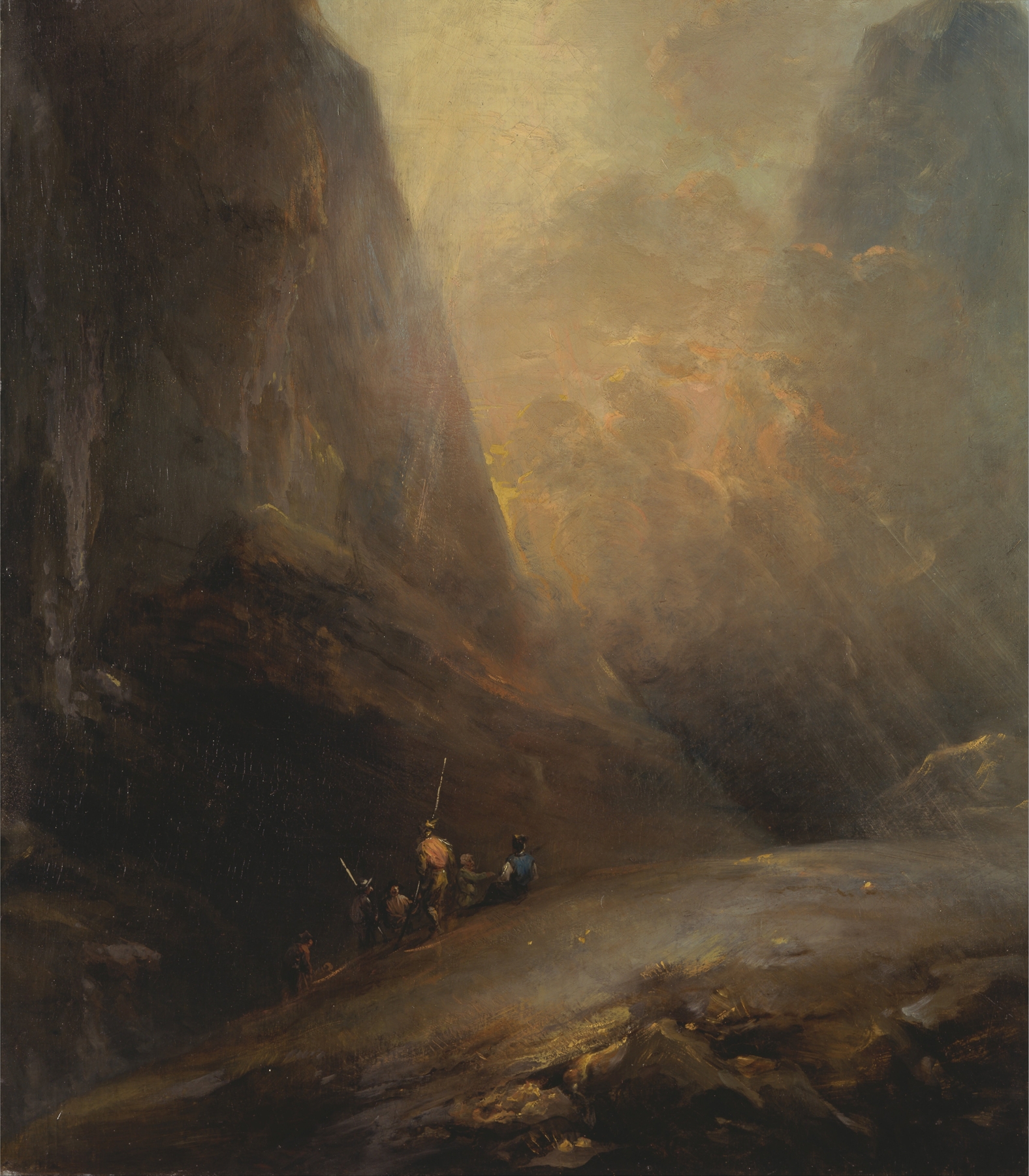 Mountain landscape with banditti, oil on canvas by Elias Martin
