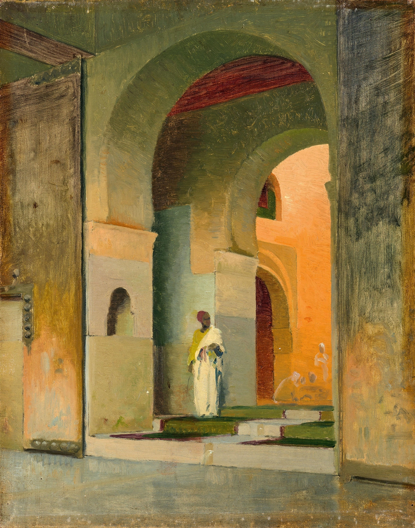Figurative study by Adolf Seel, 1873, showcasing interplay of light and shadow.