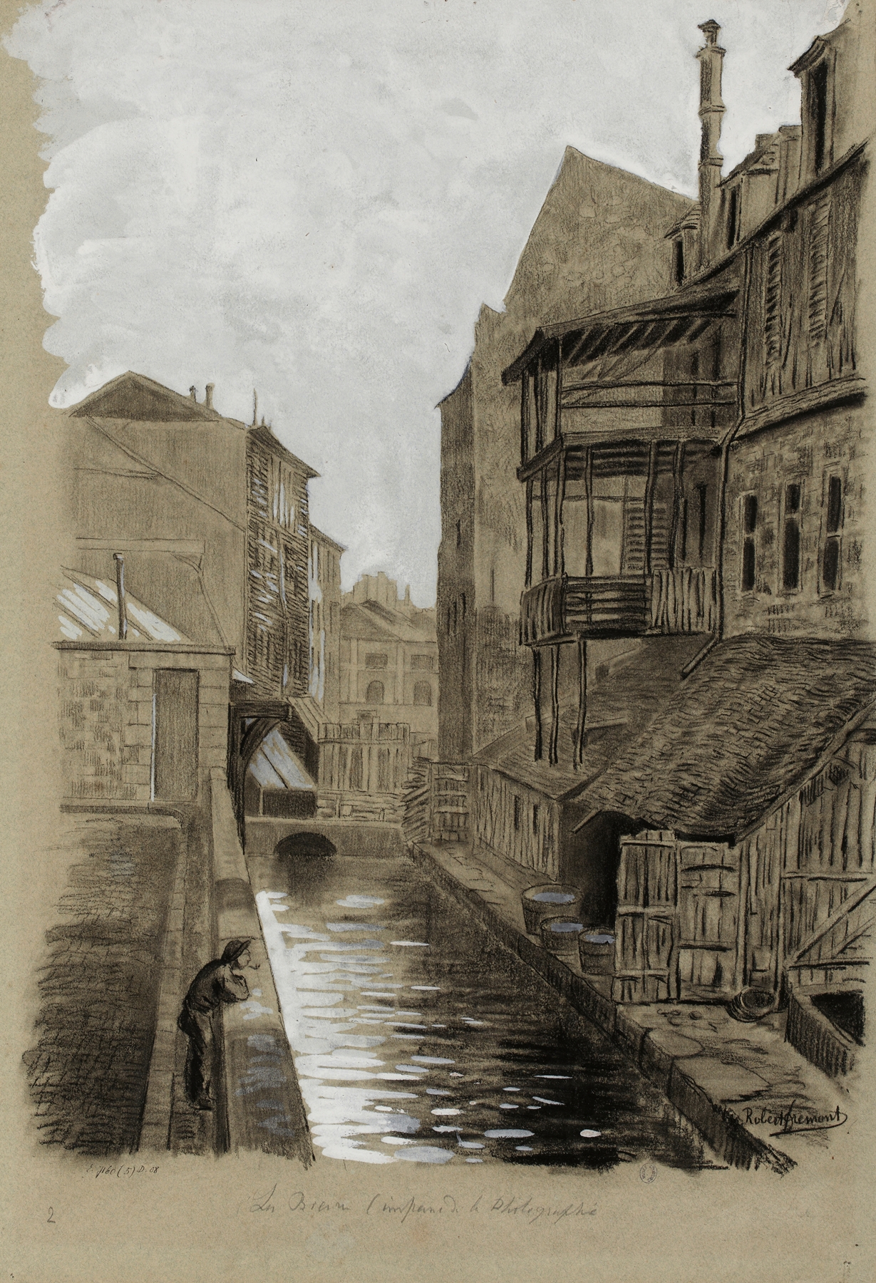 Landscape of La Bièvre by Robert Frémont, impressionism, depicting tranquil river banks.