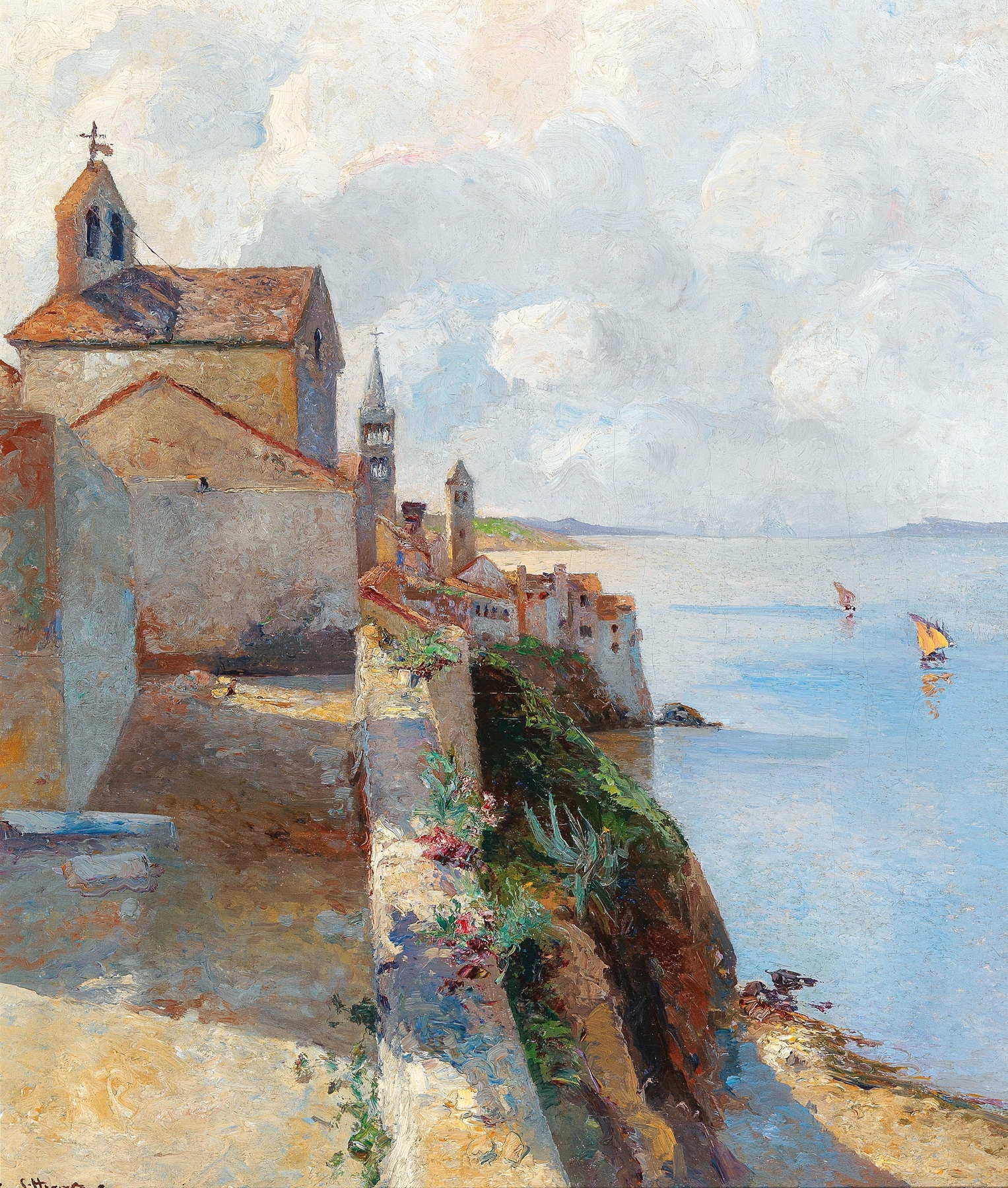 Architecture of bell towers against a blue sky by Leontine von Littrow