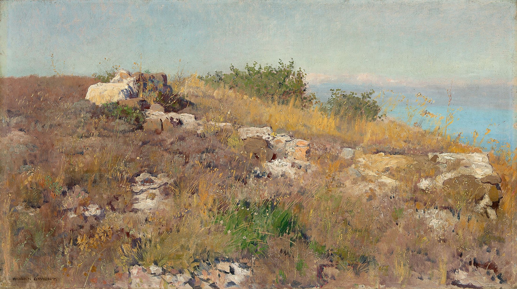Foreground study on the Mediterranean, by Eugen Bracht, public domain