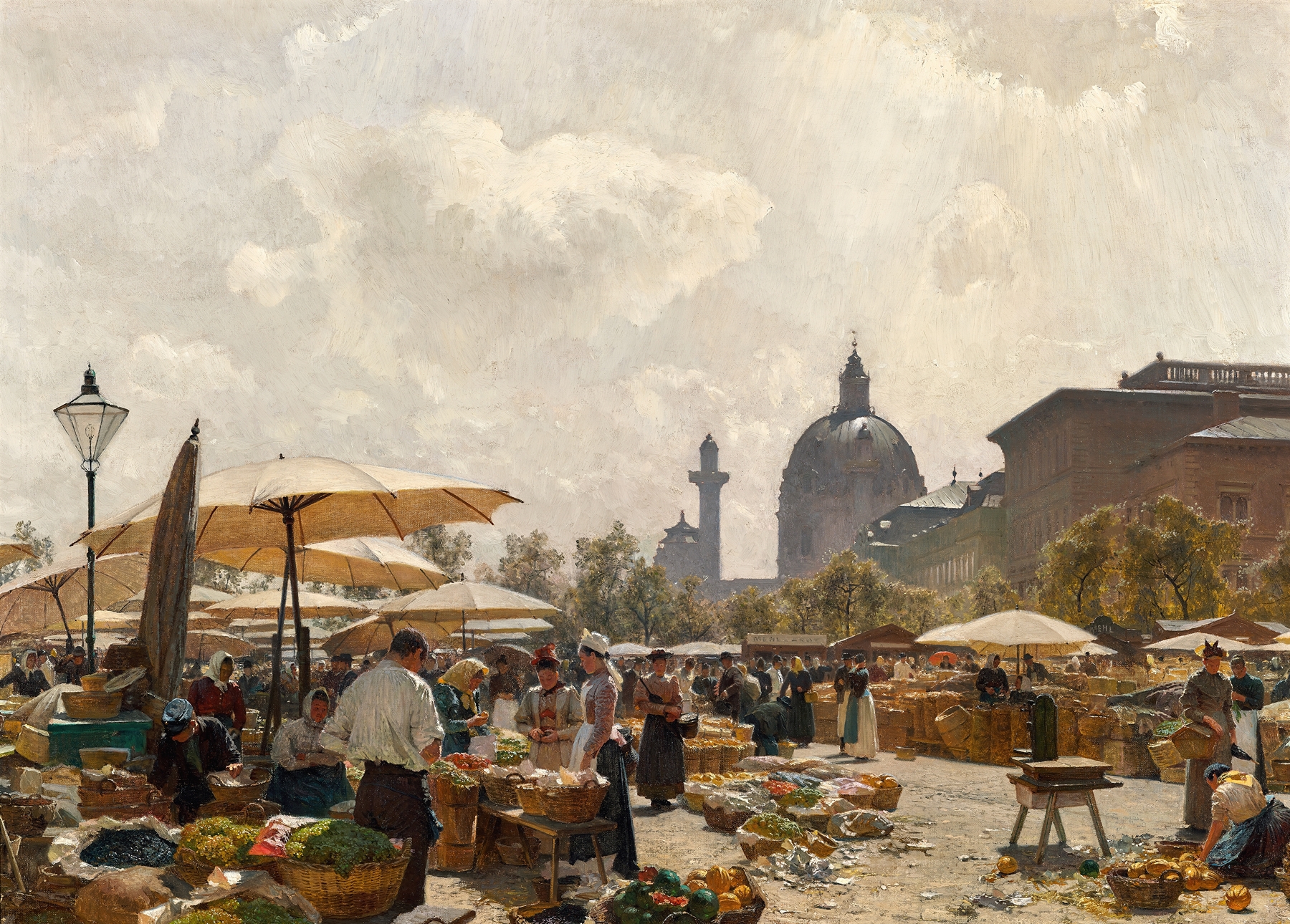 Der Naschmarkt in Wien, by Carl Moll, public domain