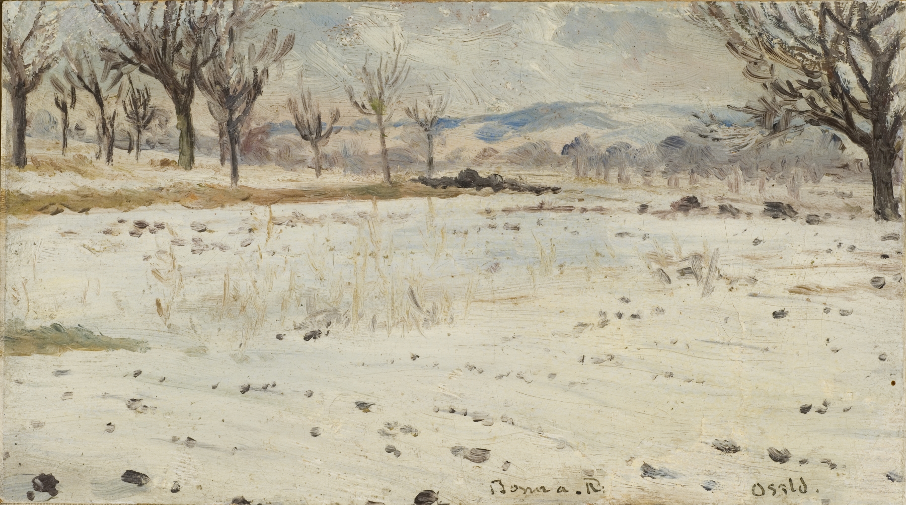 Winter landscape depicting snow-covered hills by Helmer Osslund, oil painting