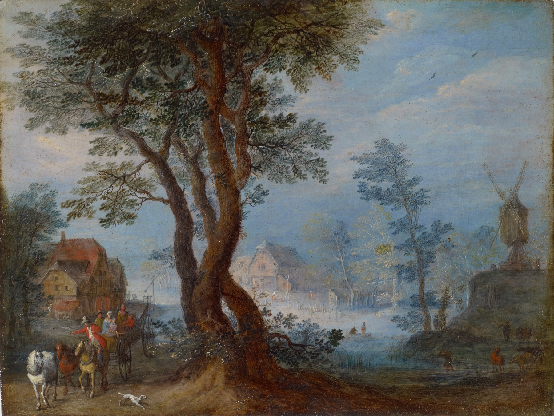 Village Landscape with Staffage Figures, by Jan Brueghel the Elder, public domain