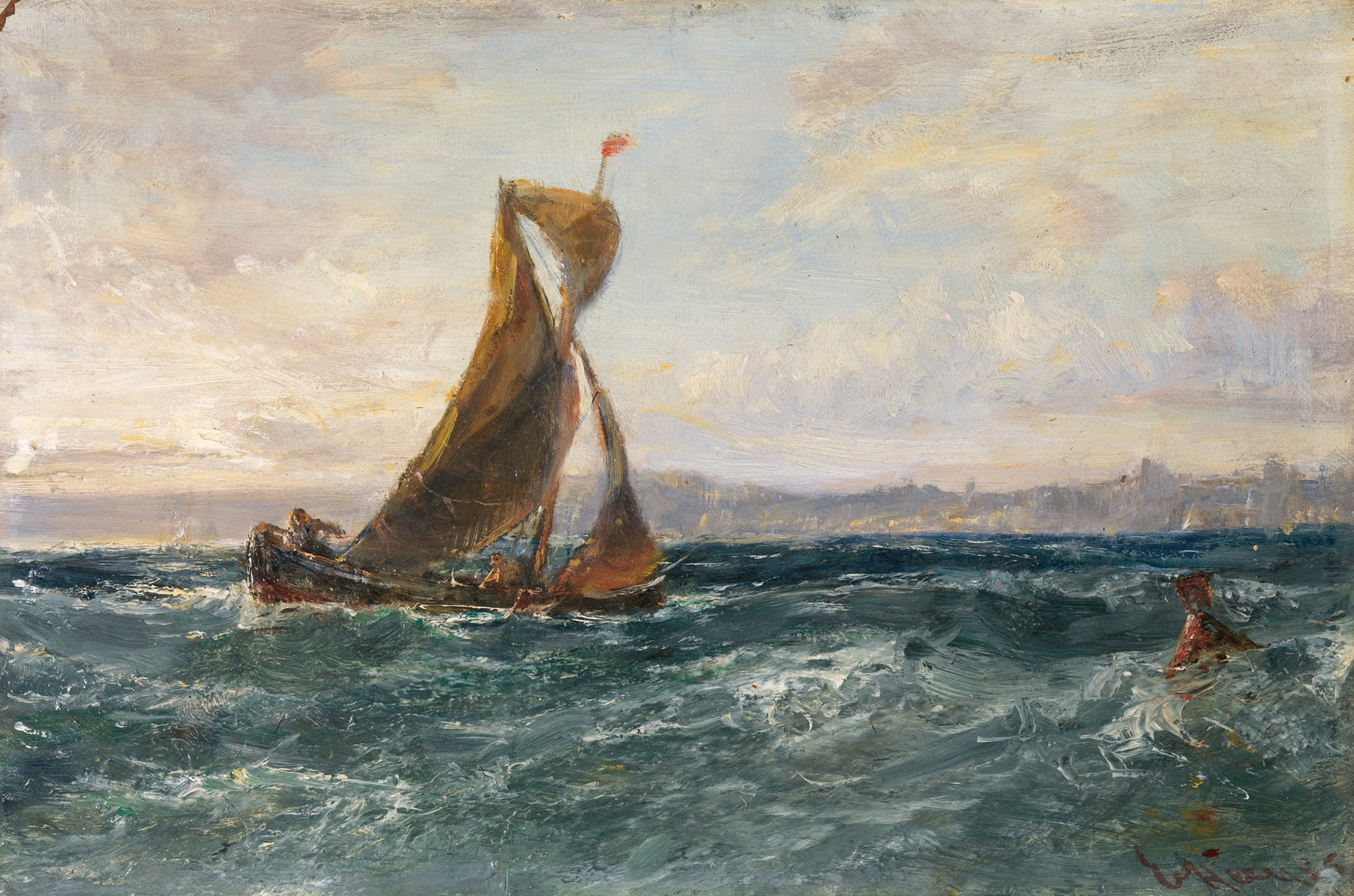 Marine scene of Dublin Bay by Edwin Hayes, oil on canvas