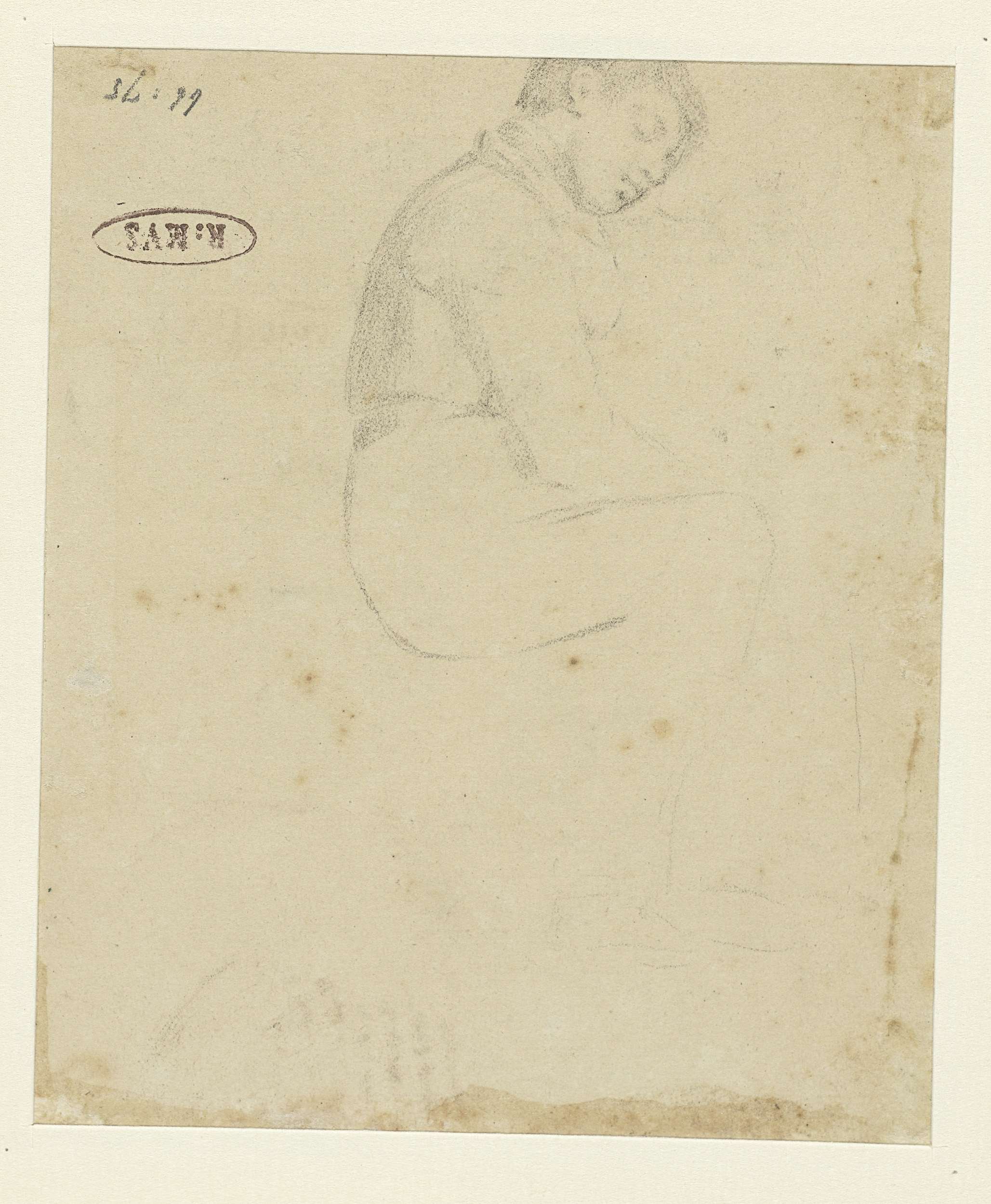 Portrait of a sleeping boy by Charles Brias, 1837, paper