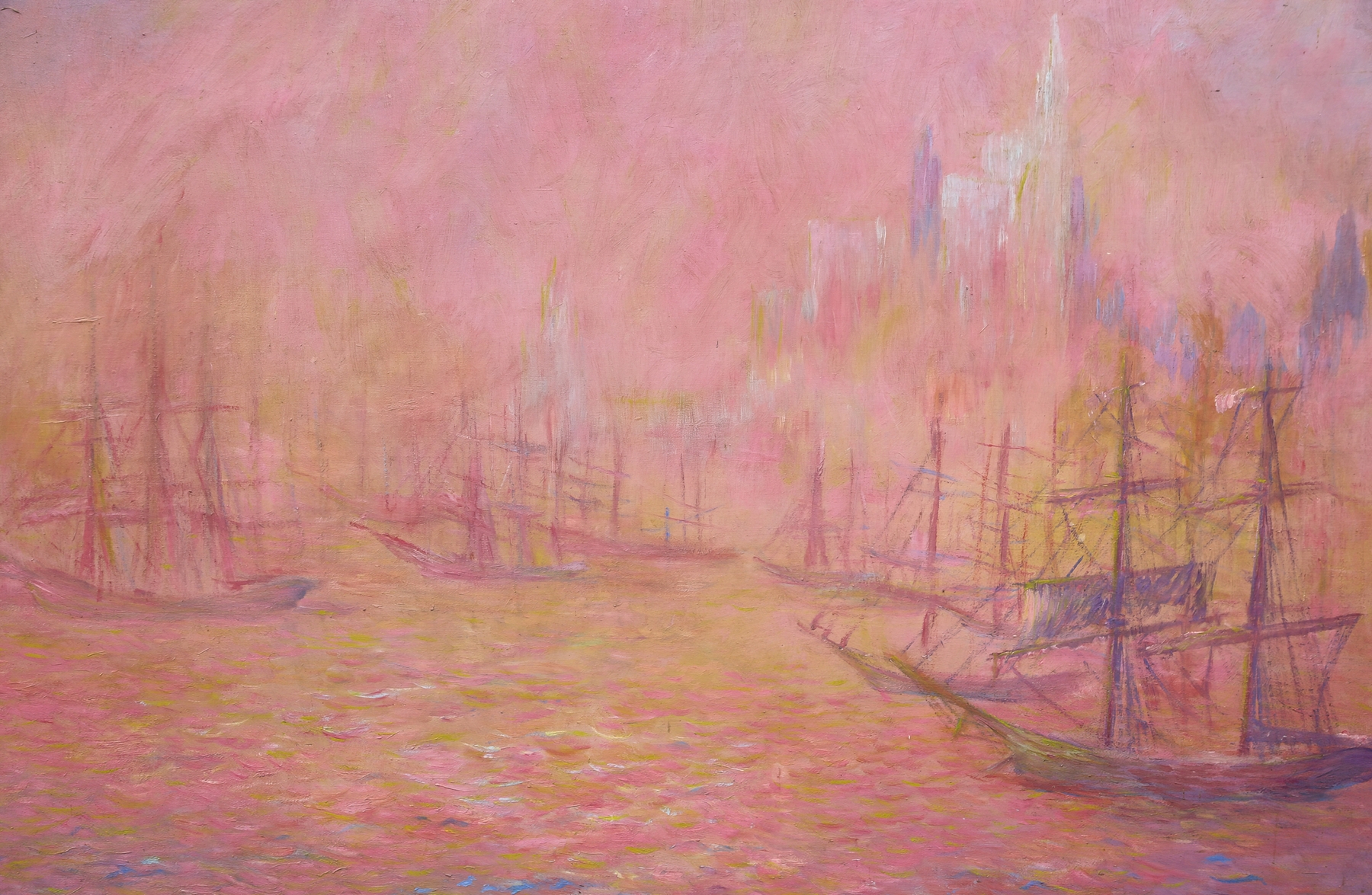 Marine scene depicting Le Port de New York by Theodore Earl Butler, oil painting