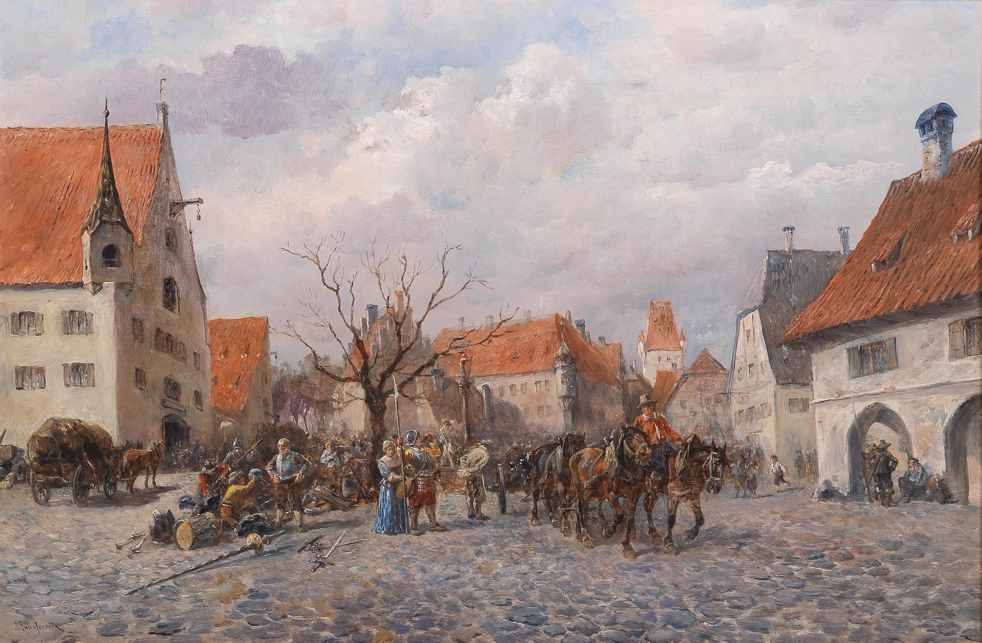 The Town Under Siege by Alfred Friedländer, expressionism artwork depicting a beleaguered town.