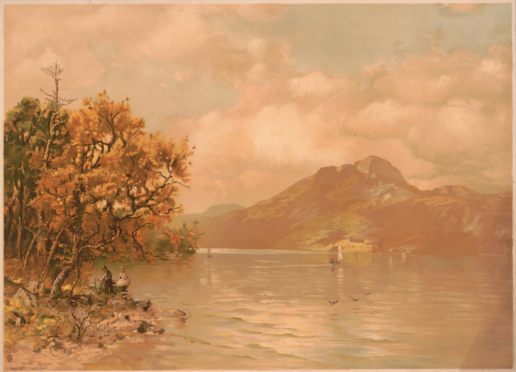 Autumn on the river by George Herbert McCord, Impressionism, depicting a serene landscape with a river and autumn trees.