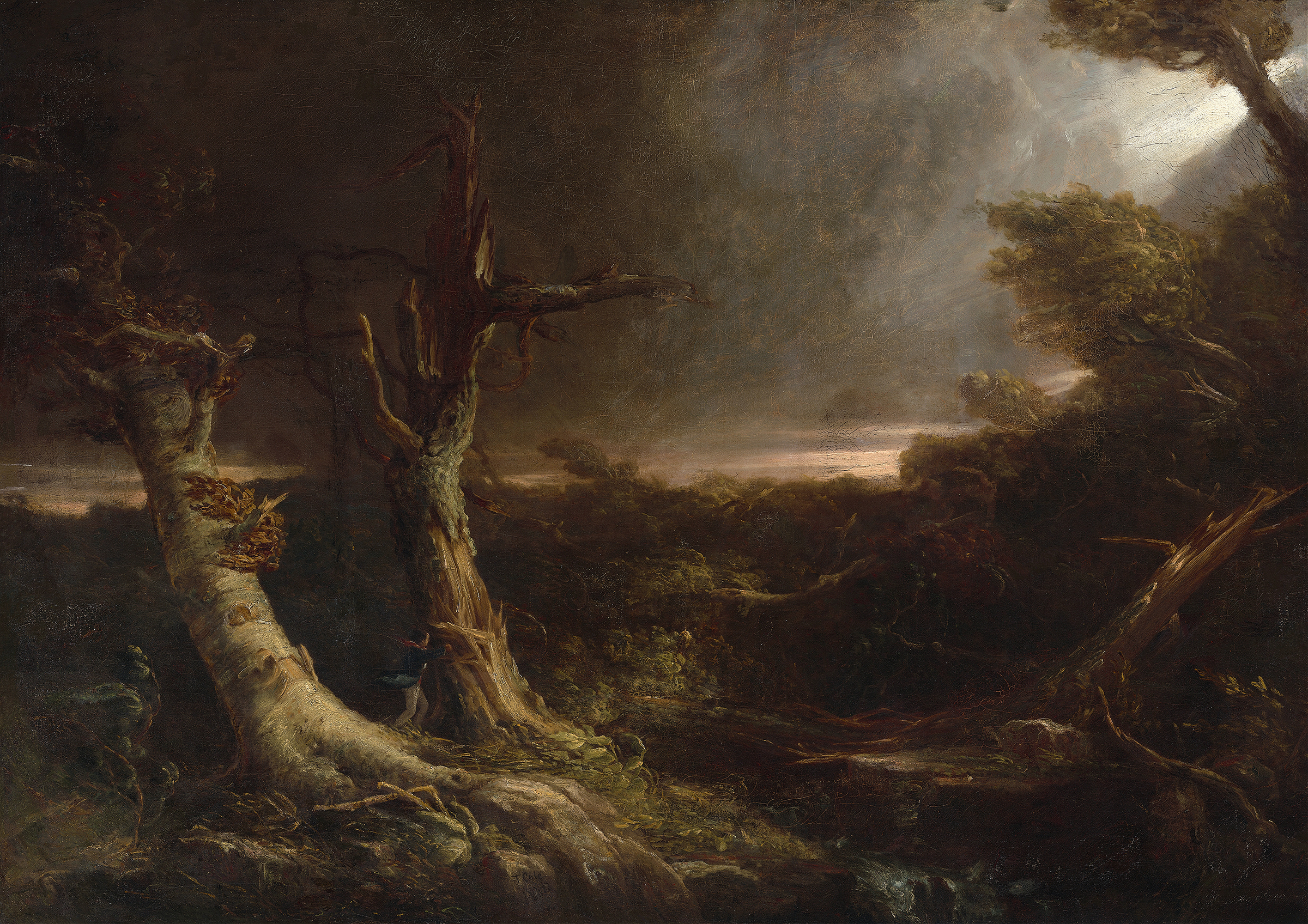 Tornado in an American Forest, by Thomas Cole, public domain