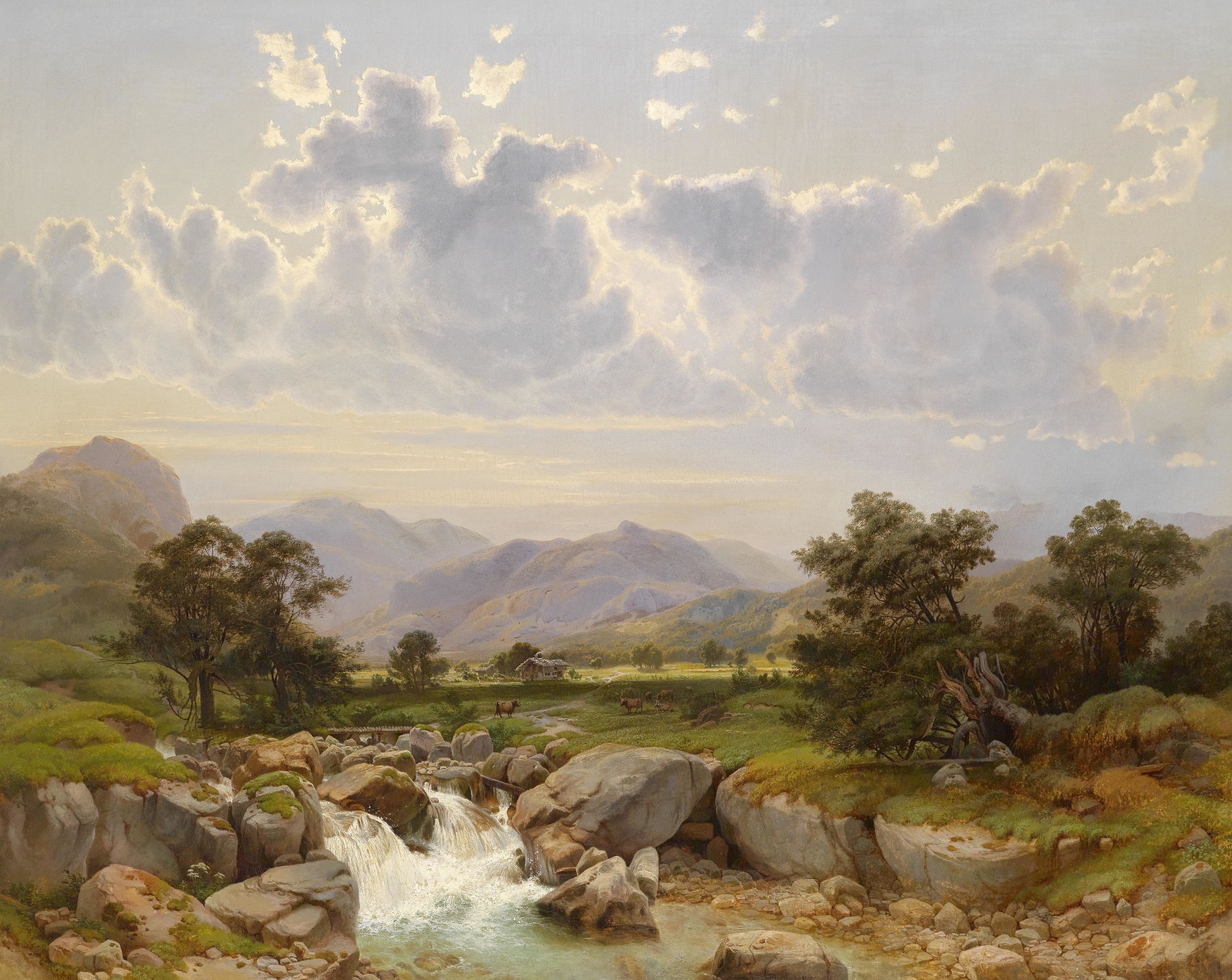 Landschaft bei Abtenau by Julius Rose, oil painting depicting a serene landscape