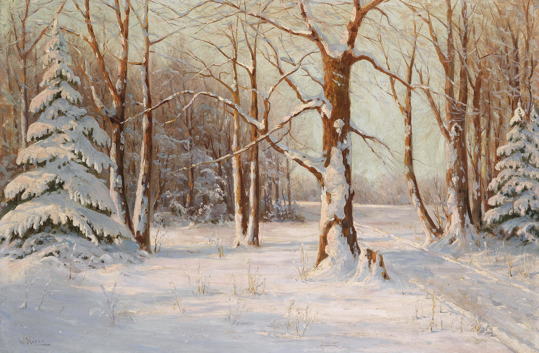 Winterwald, by Walter Moras, public domain