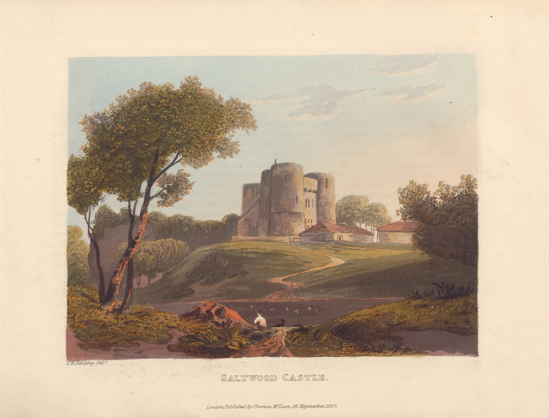 Landscape featuring Saltwood Castle by Theodore Henry Adolphus Fielding, oil painting