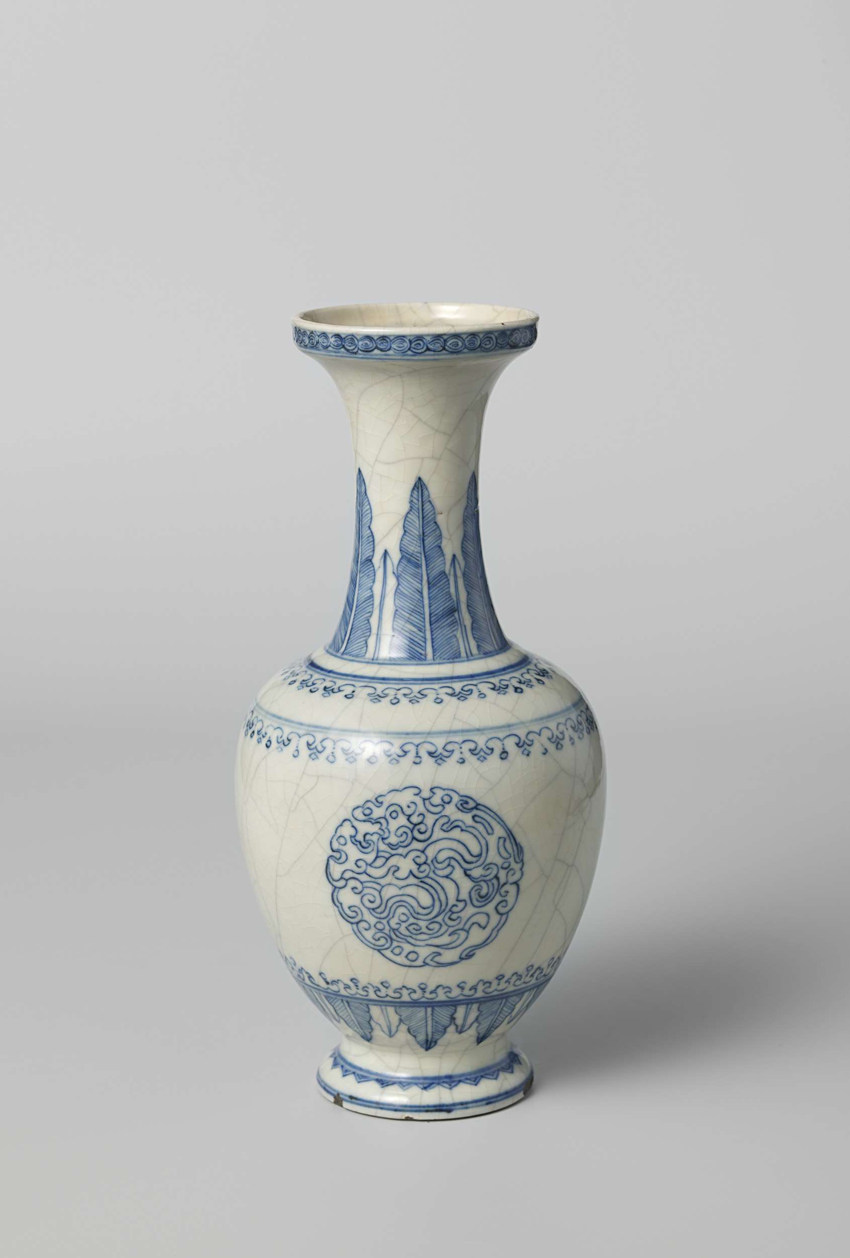 Ovoid ceramic vase with stylised waves by unknown artist