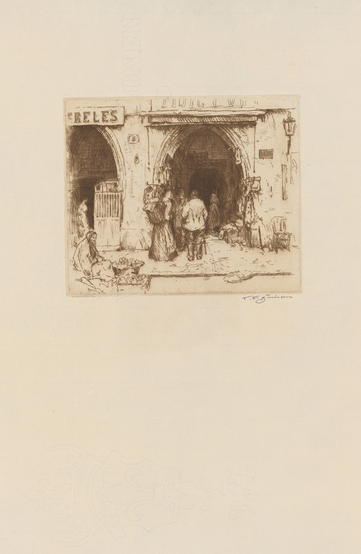 Genre scene depicting empty stalls in the Old Town, oil painting by Tavík František Šimon.