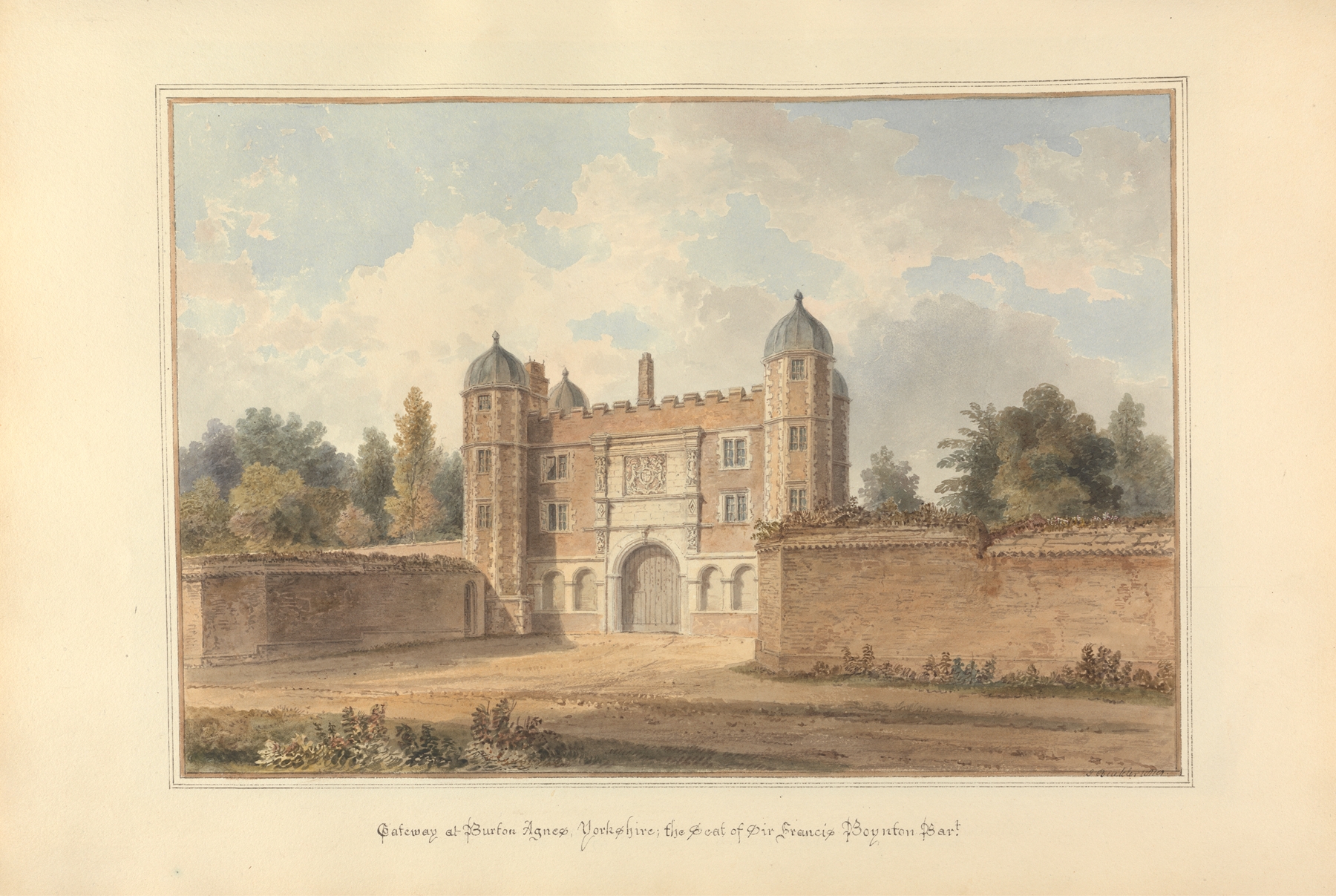 Gateway at Burton Agnes, Yorkshire, watercolor on paper by John Buckler