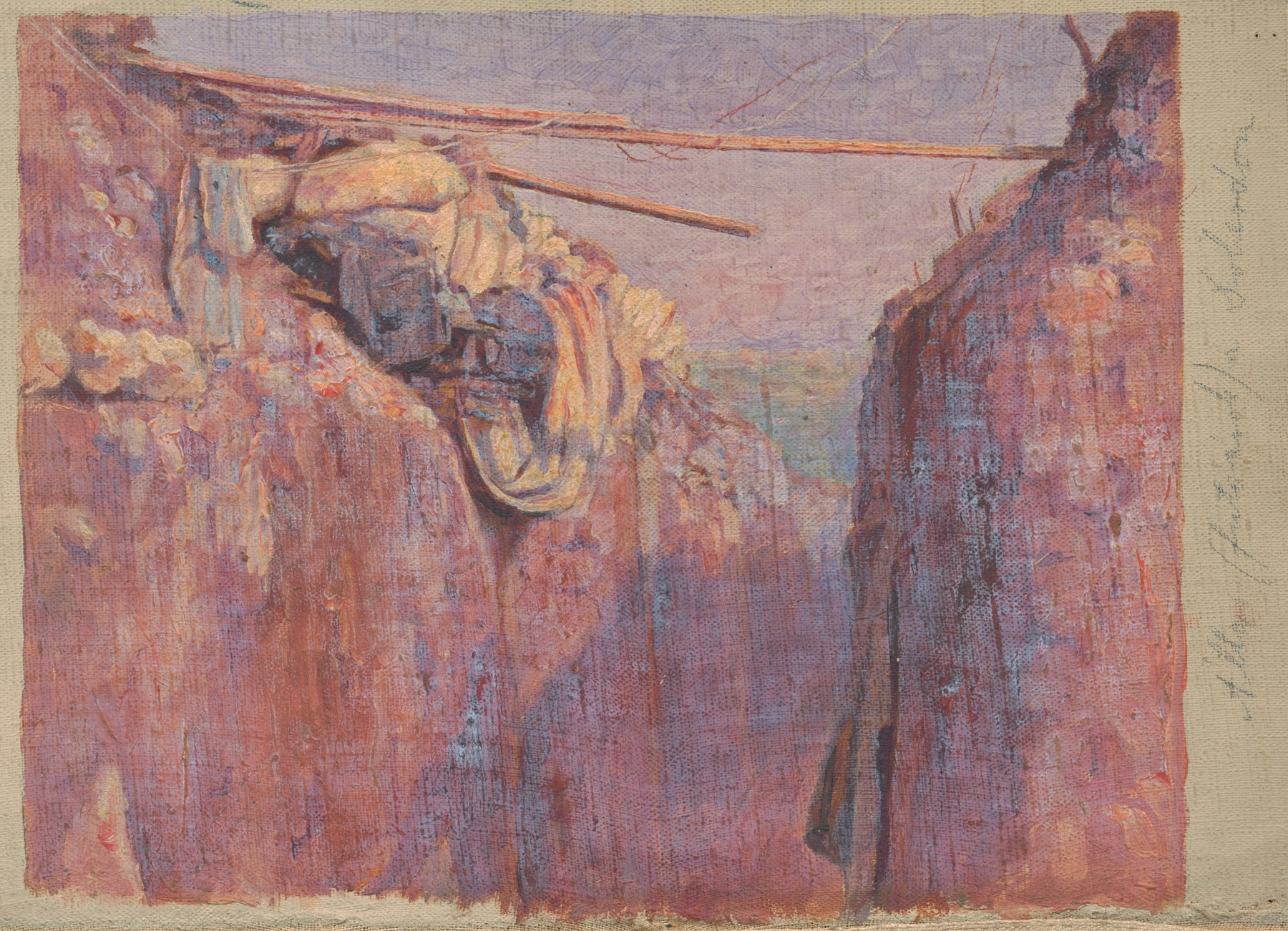 Abstract expressionism by Dezider Czölder, From Italian Front II, depicting war and emotion.