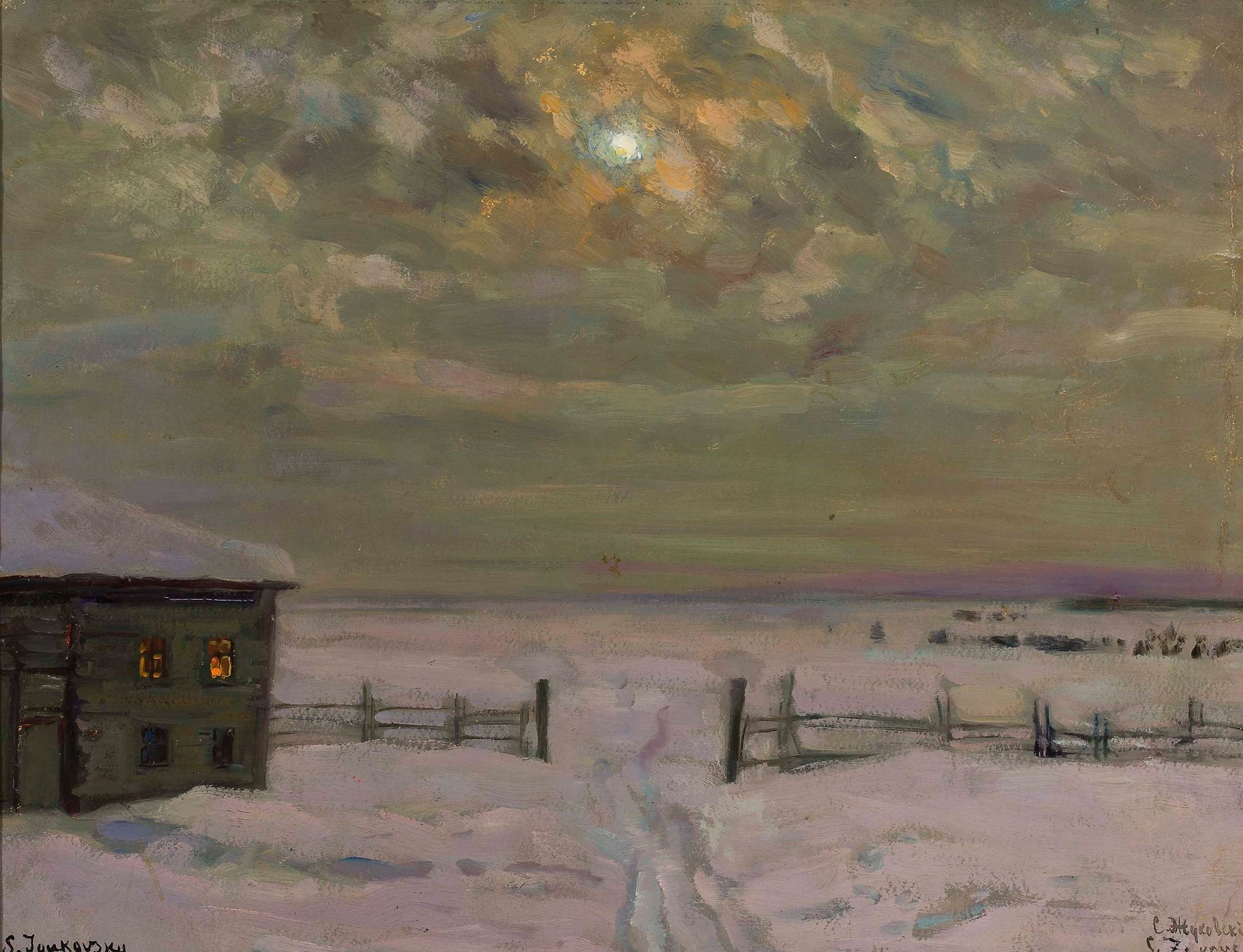 Snowy landscape of the remote Russian north by Stanislaw Zukowski, oil painting