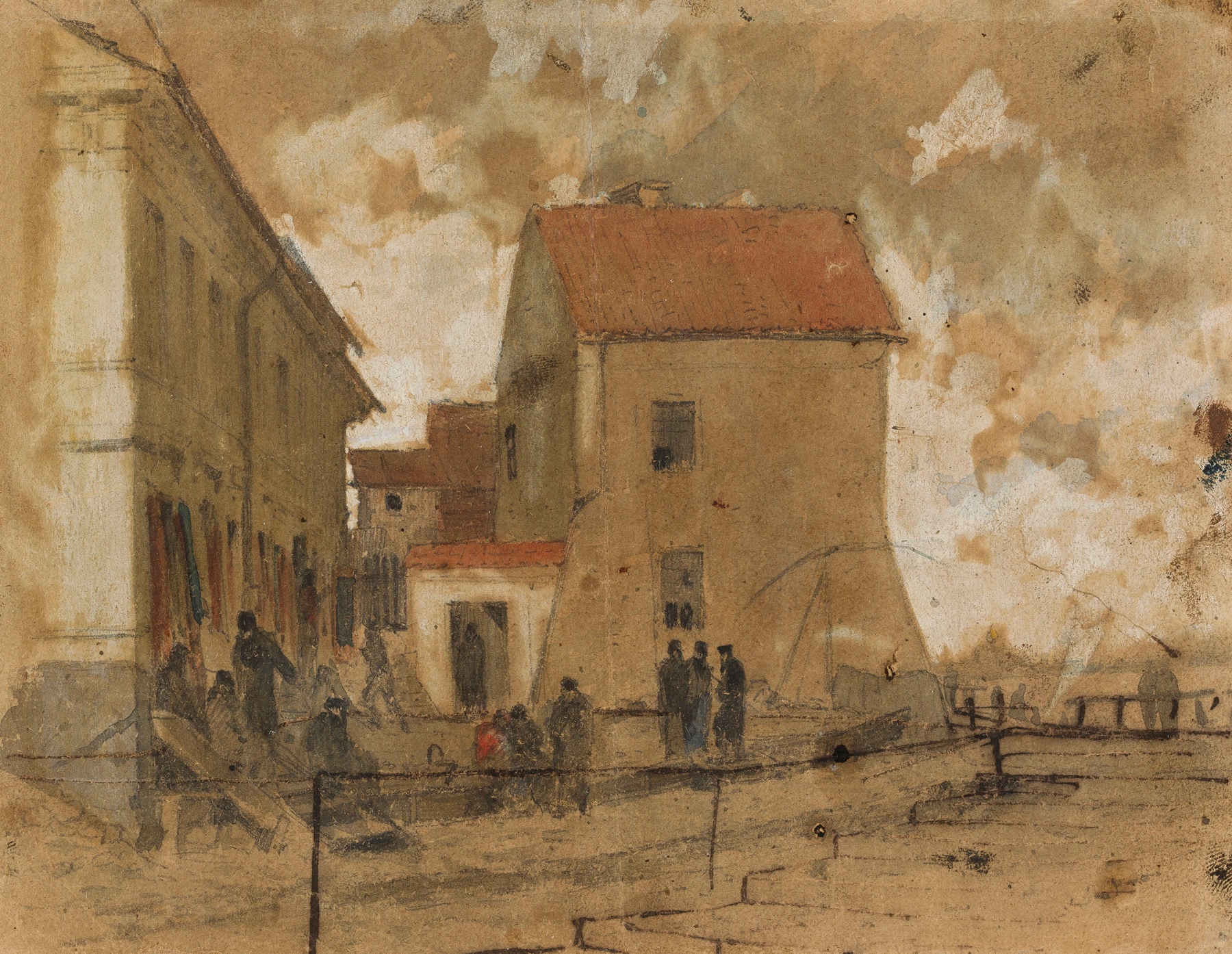 View of Solec by Maksymilian Gierymski, oil on canvas depicting a landscape with a solitary figure at sunset.