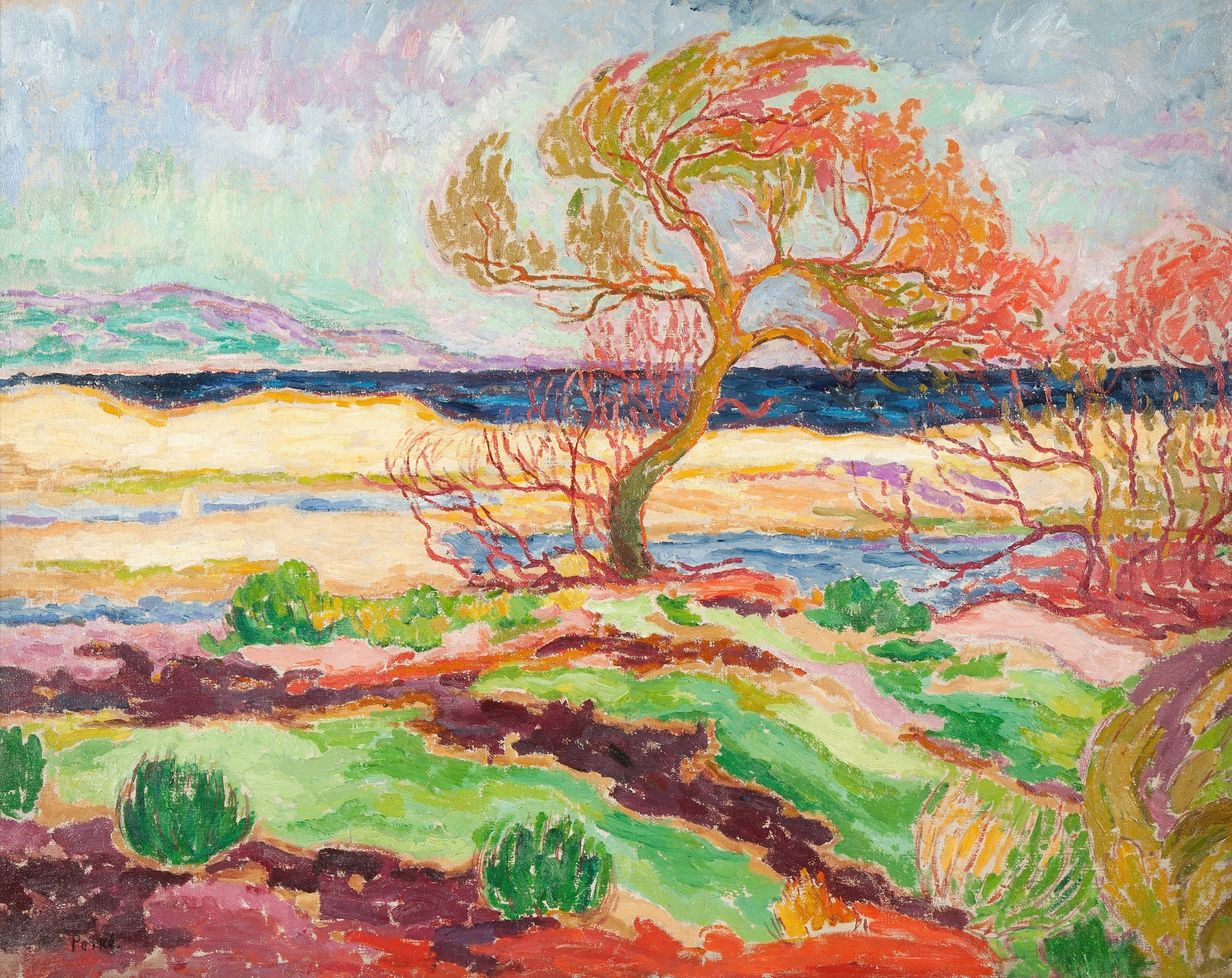 Landscape by Jean Peské, featuring vibrant colors and fluid brushstrokes.