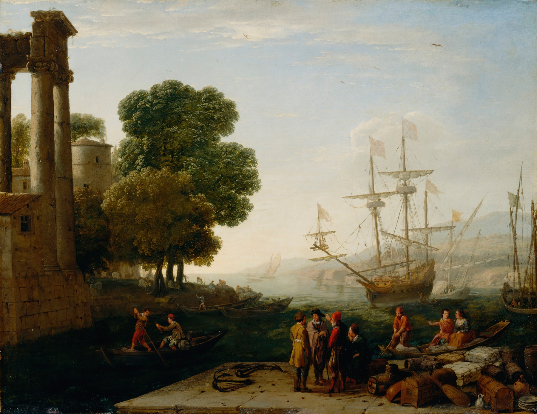 A Seaport at Sunset, by Claude Lorrain, public domain