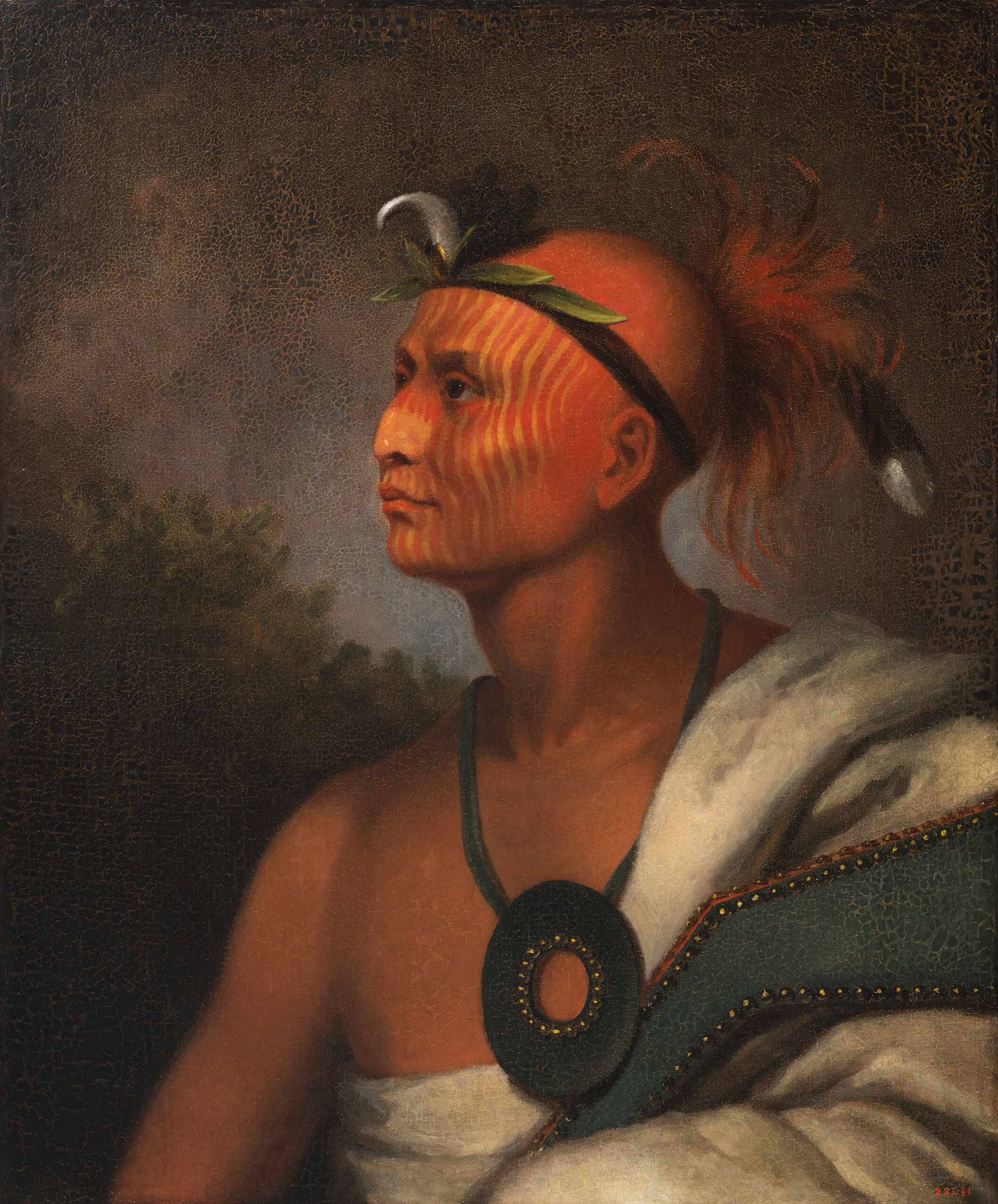 [Tah-Col-o-Quoit (Rising Cloud)], Asakiwaki/Sauk Warrior; representative of the Sauk and Fox coalition, by Henry Inman, public domain