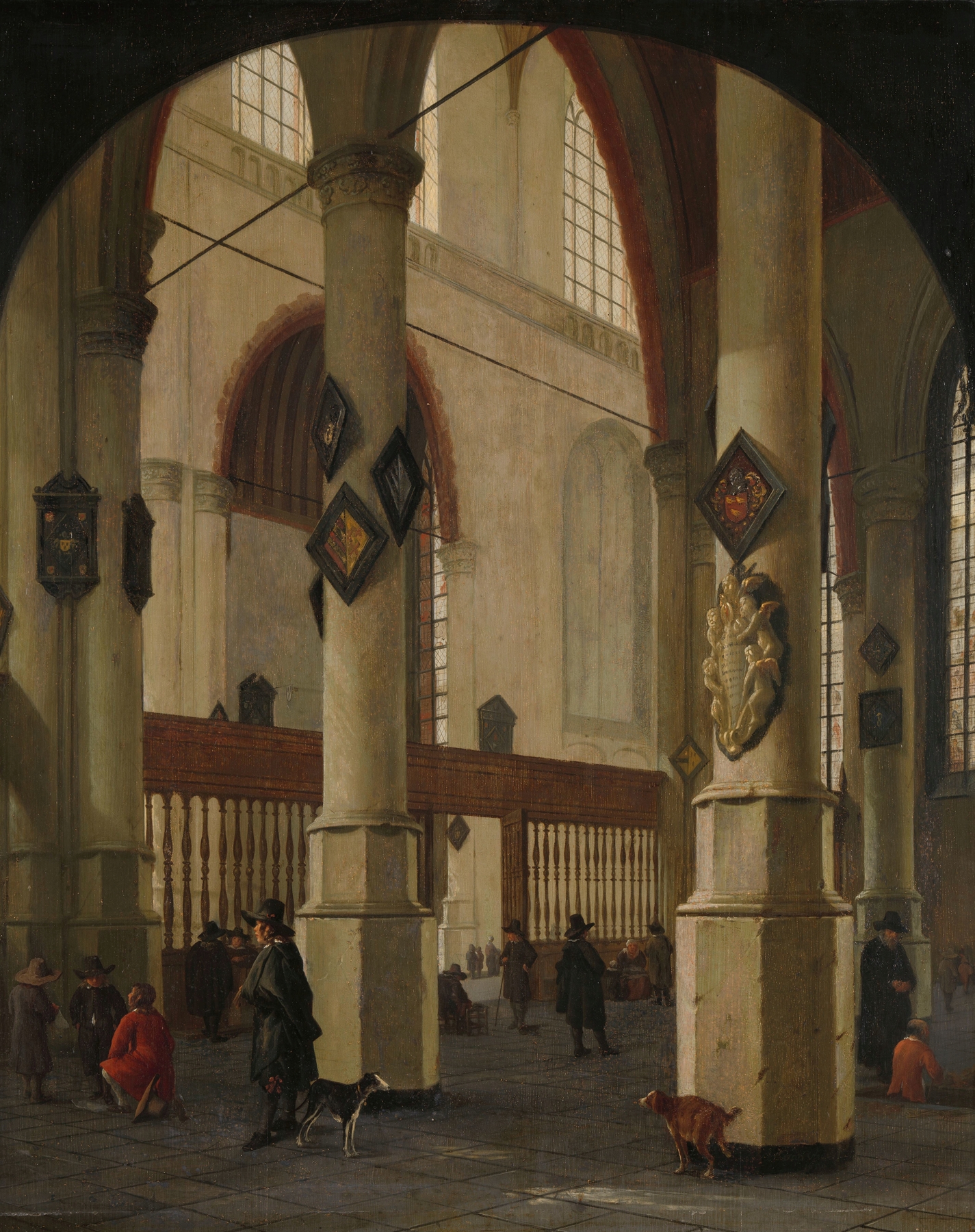 View of the Oude Kerk in Delft, oil painting by Hendrick Cornelisz. van Vliet