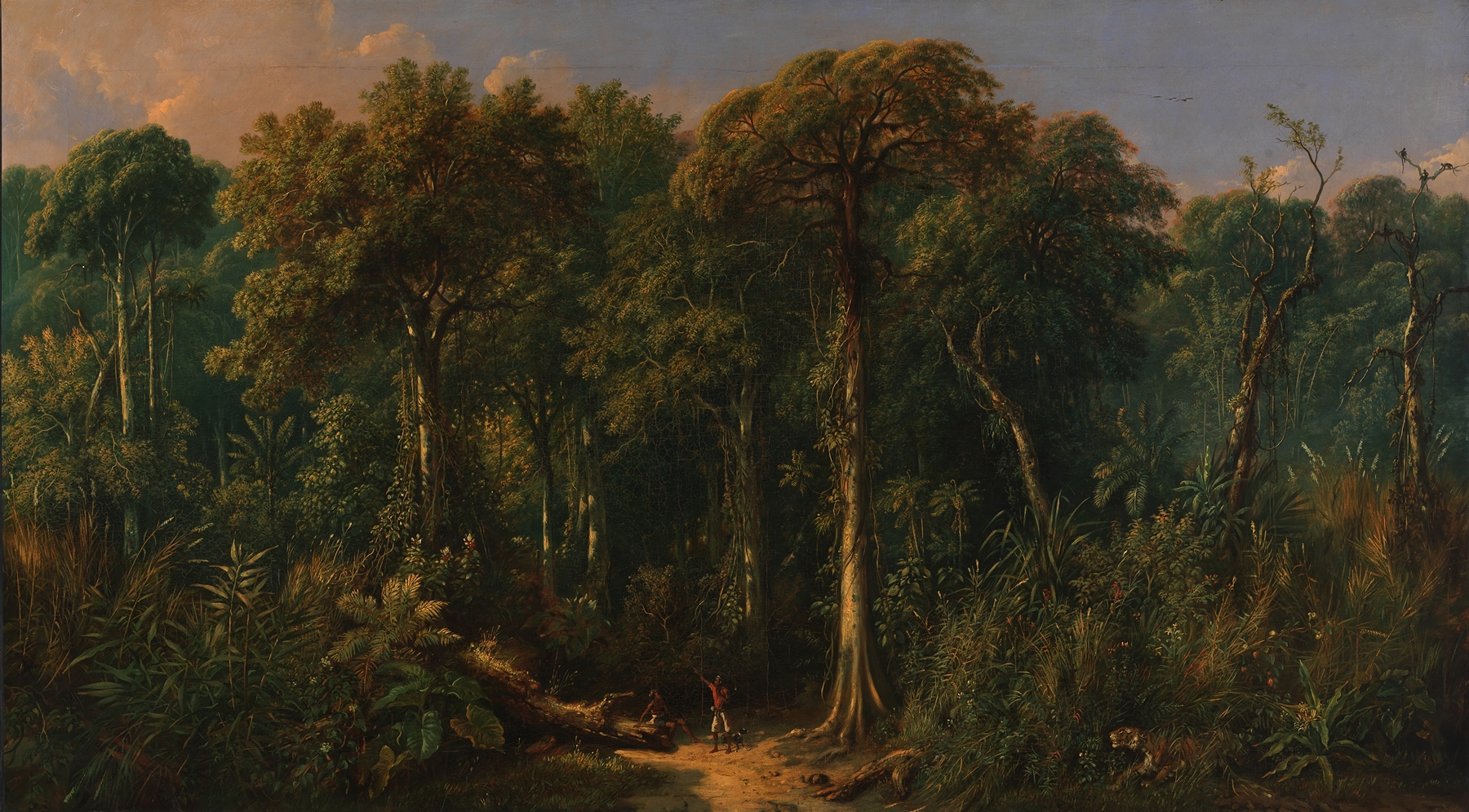 Javanese Jungle by Raden Saleh, oil on canvas depicting lush foliage and sunlight.