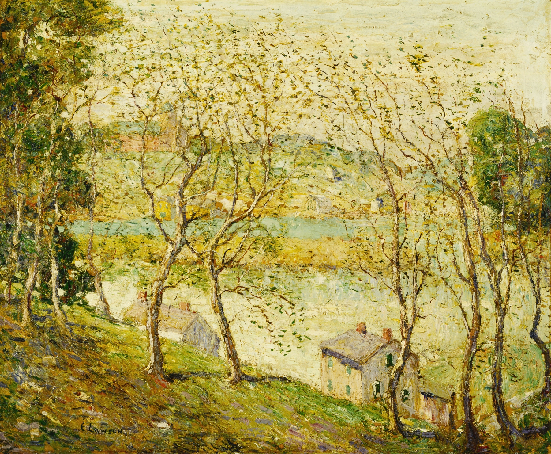 Springtime, Harlem River, by Ernest Lawson, public domain