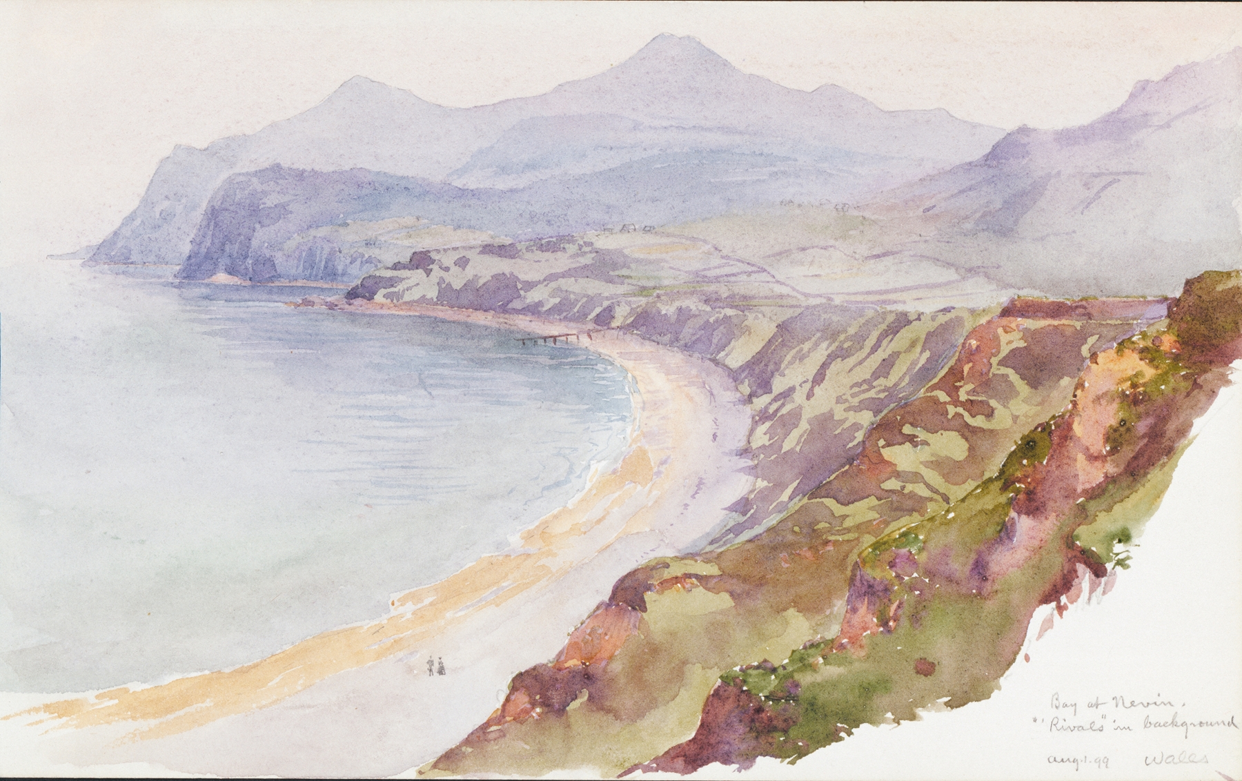 Seascape of Bay at Nevin, Wales by George Elbert Burr, oil on canvas