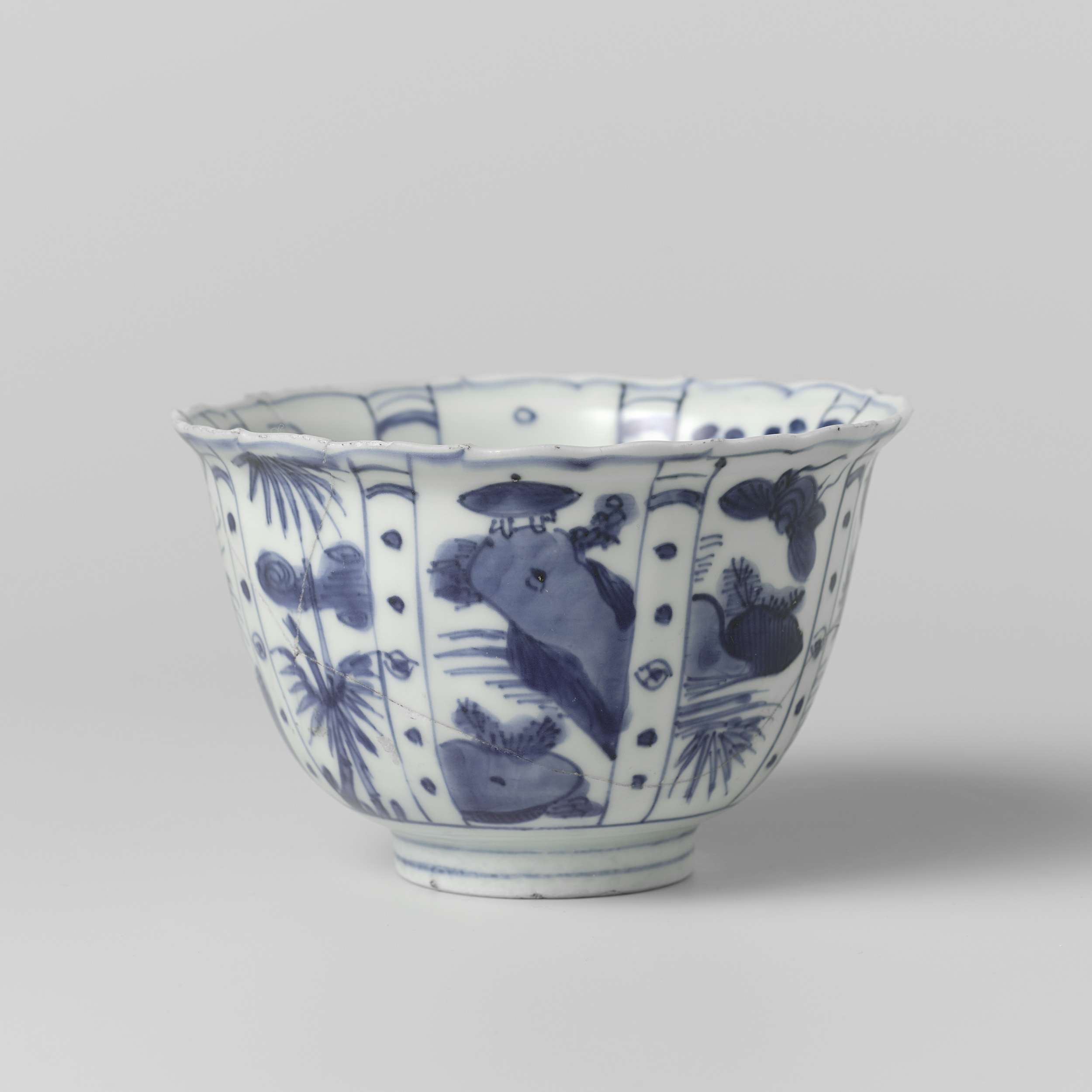 Porcelain depicting figures and ships in water by Unknown Artist