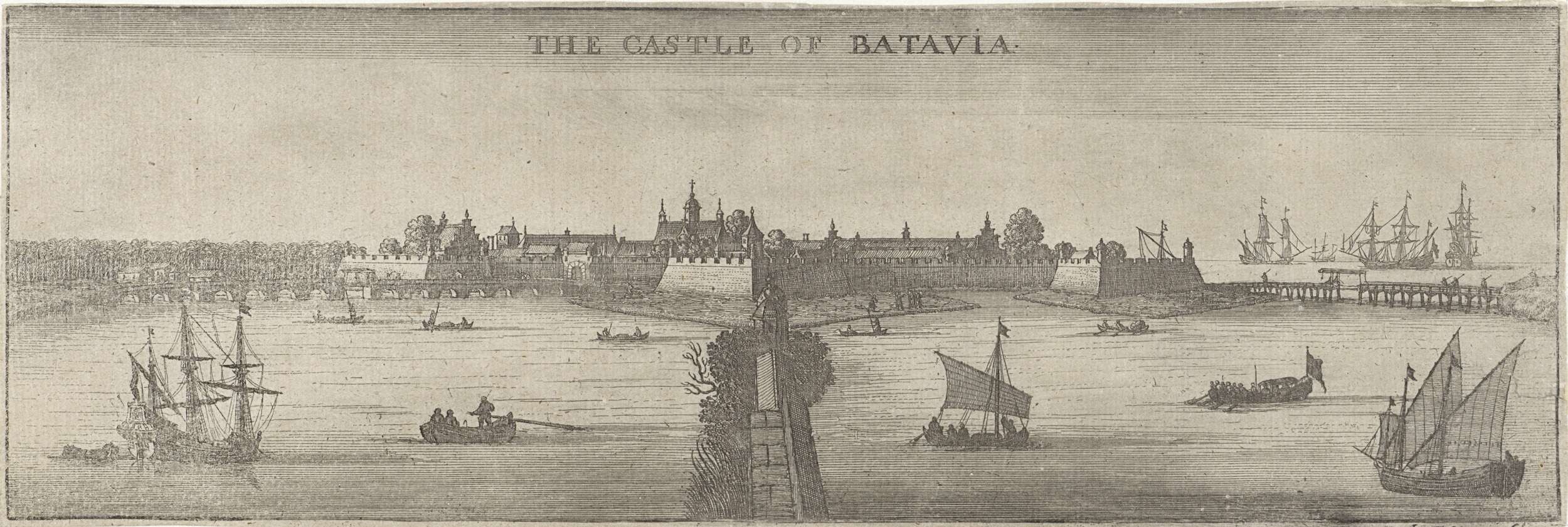 Gezicht op het kasteel van Batavia, by Wenceslaus Hollar, public domain